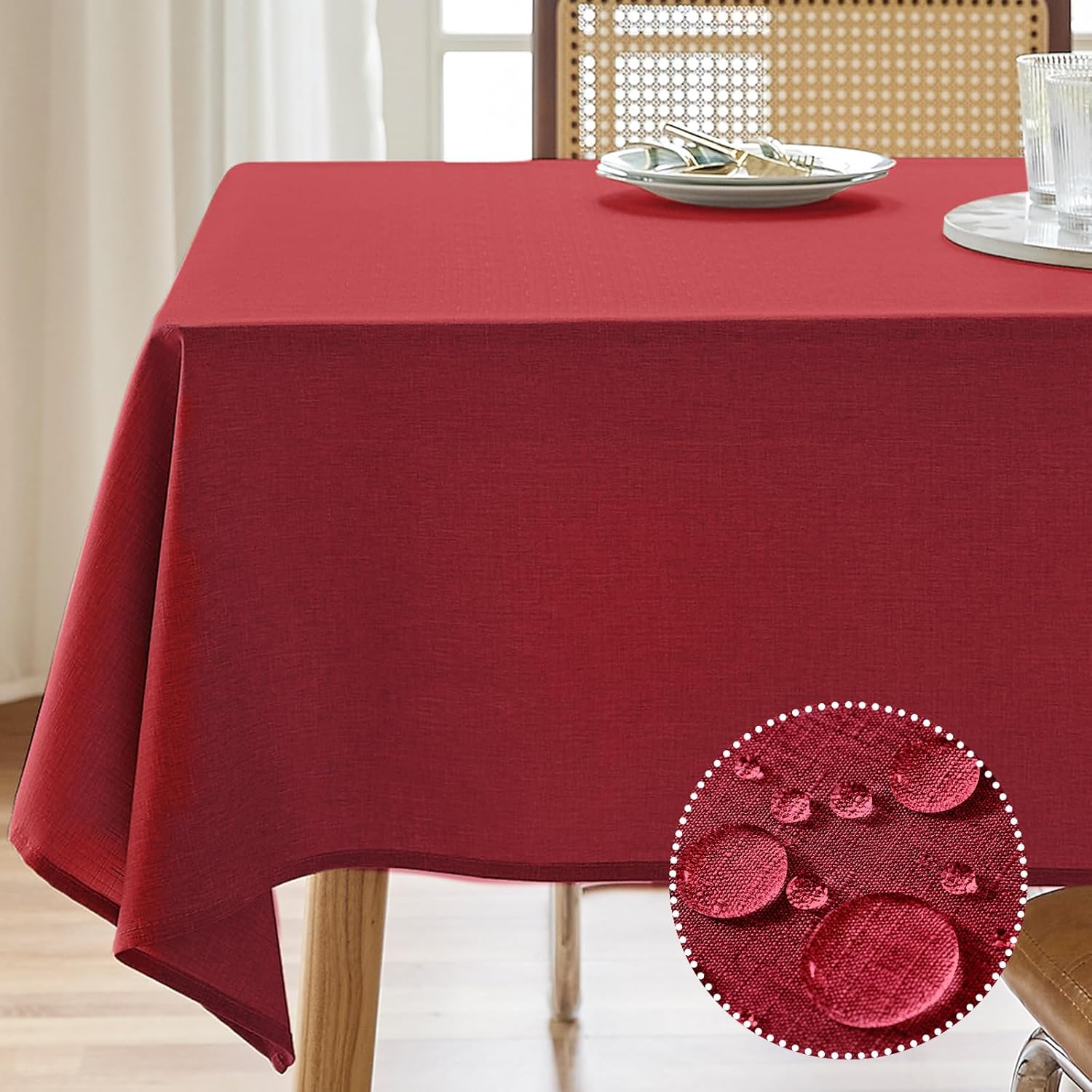 Rectangle Waterproof Textured Polyester Tablecloth