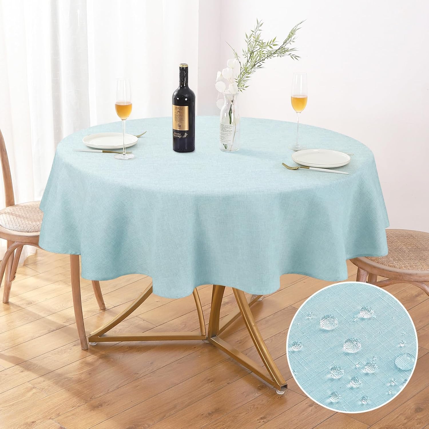 Rectangle Waterproof Textured Polyester Tablecloth