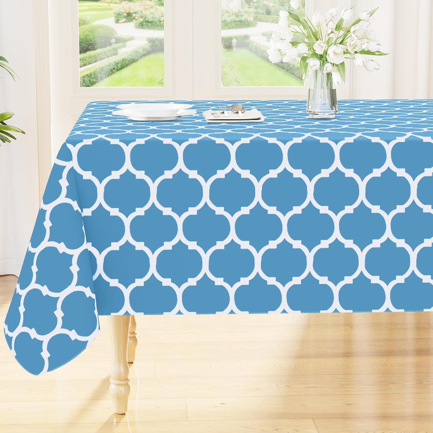 Rectangle Waterproof Vinyl Tablecloth with Flannel Backing