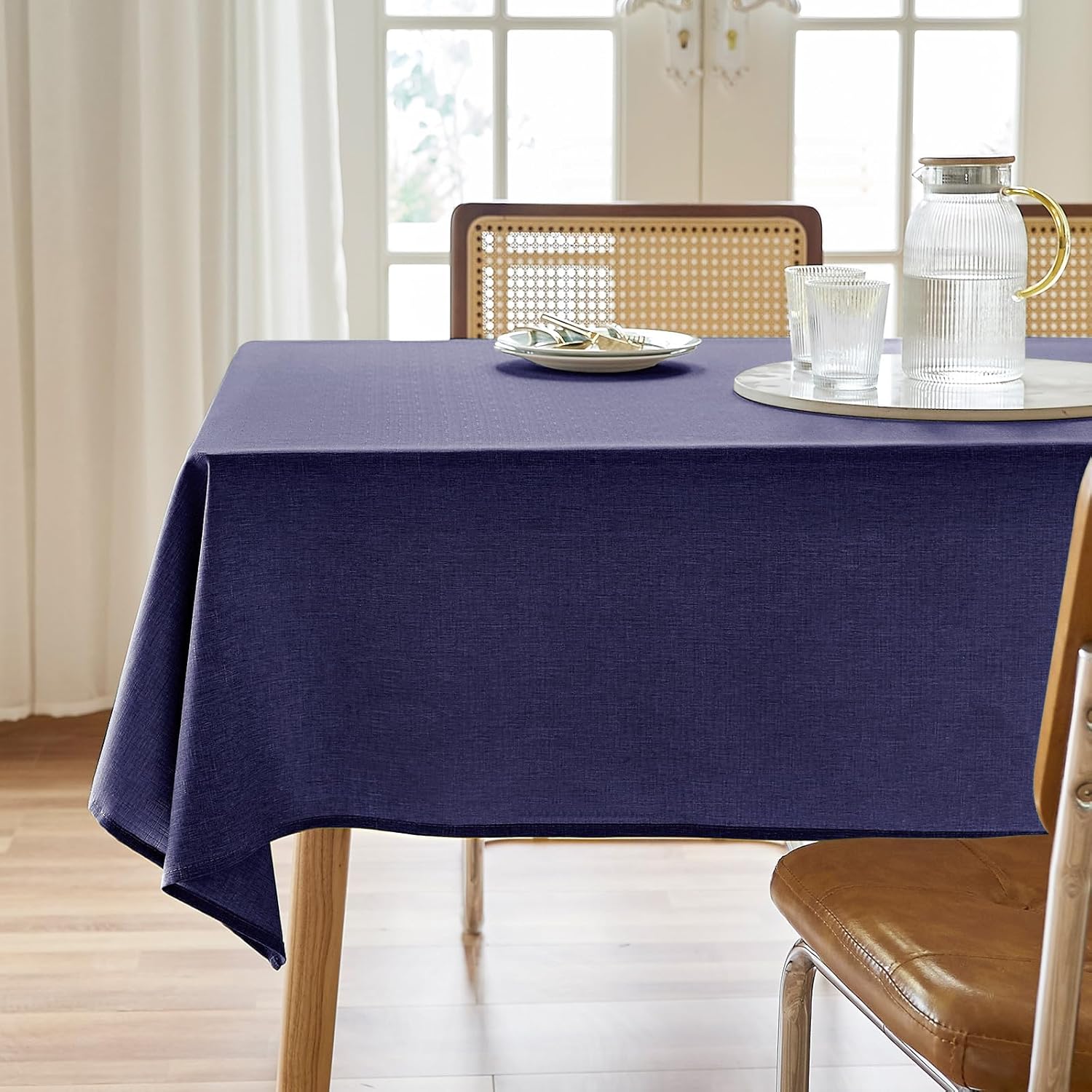 Rectangle Waterproof Textured Polyester Tablecloth