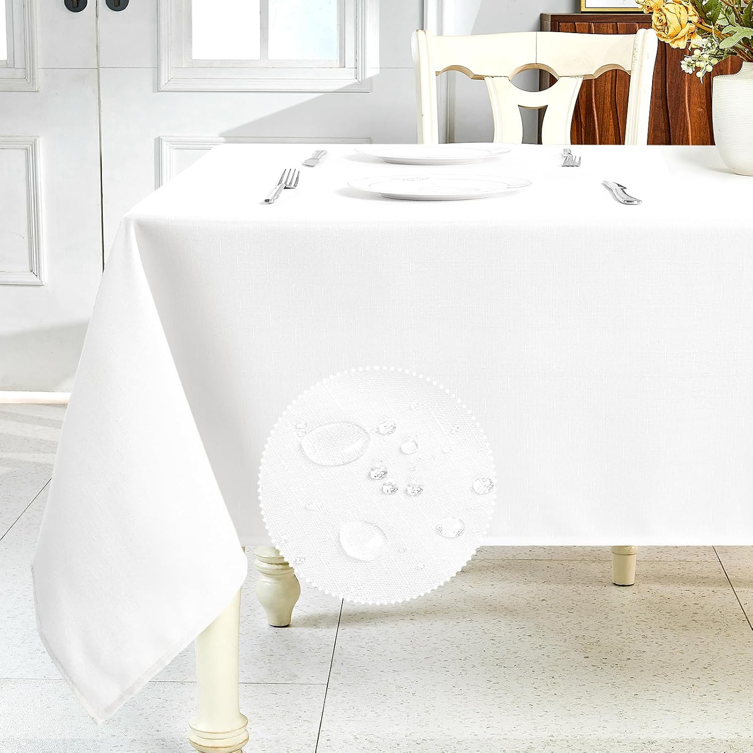 Sage Green Waterproof Linen Tablecloth