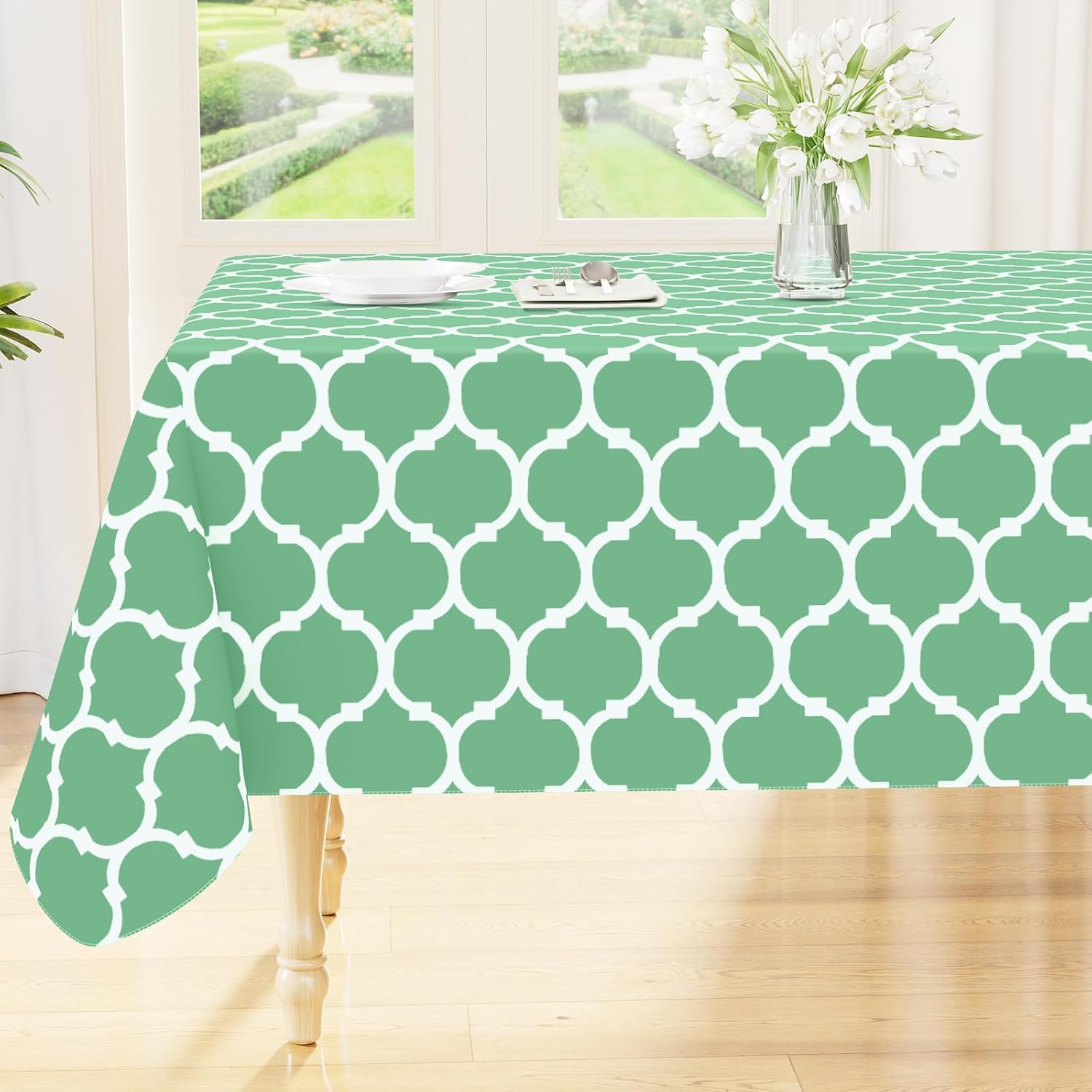 Rectangle Waterproof Vinyl Tablecloth with Flannel Backing