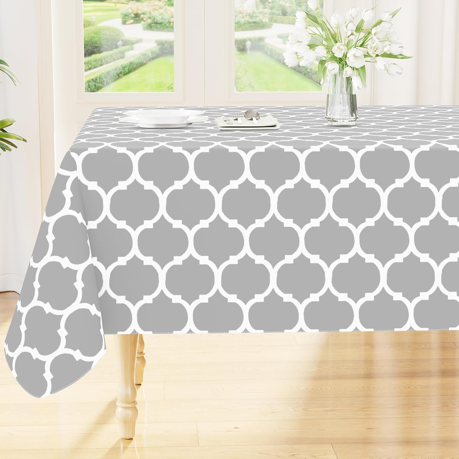 Rectangle Waterproof Vinyl Tablecloth with Flannel Backing