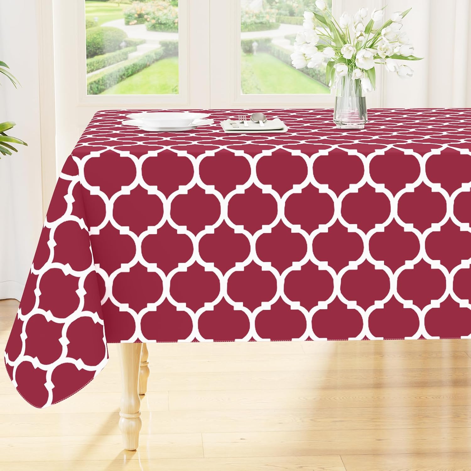 Rectangle Waterproof Vinyl Tablecloth with Flannel Backing