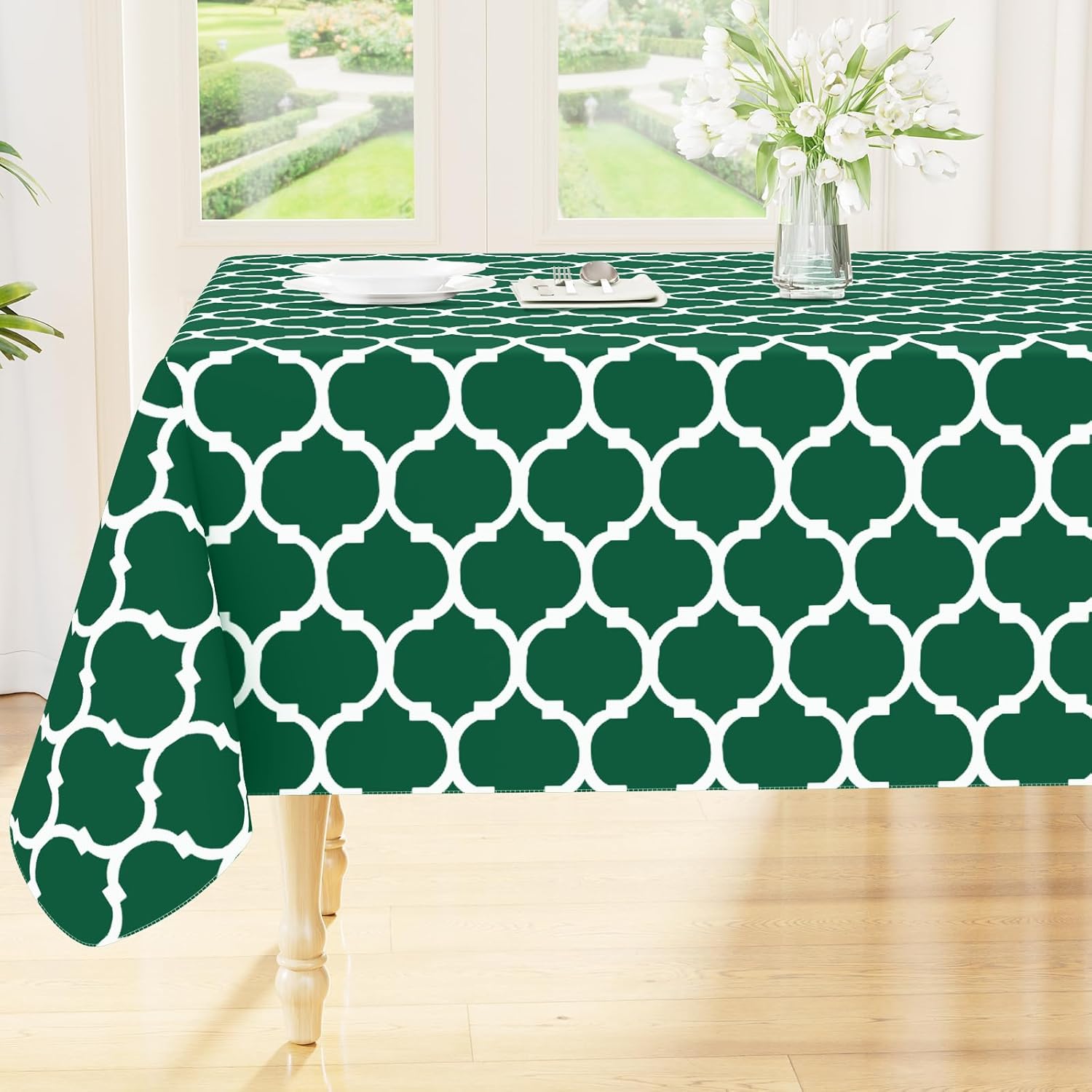 Rectangle Waterproof Vinyl Tablecloth with Flannel Backing