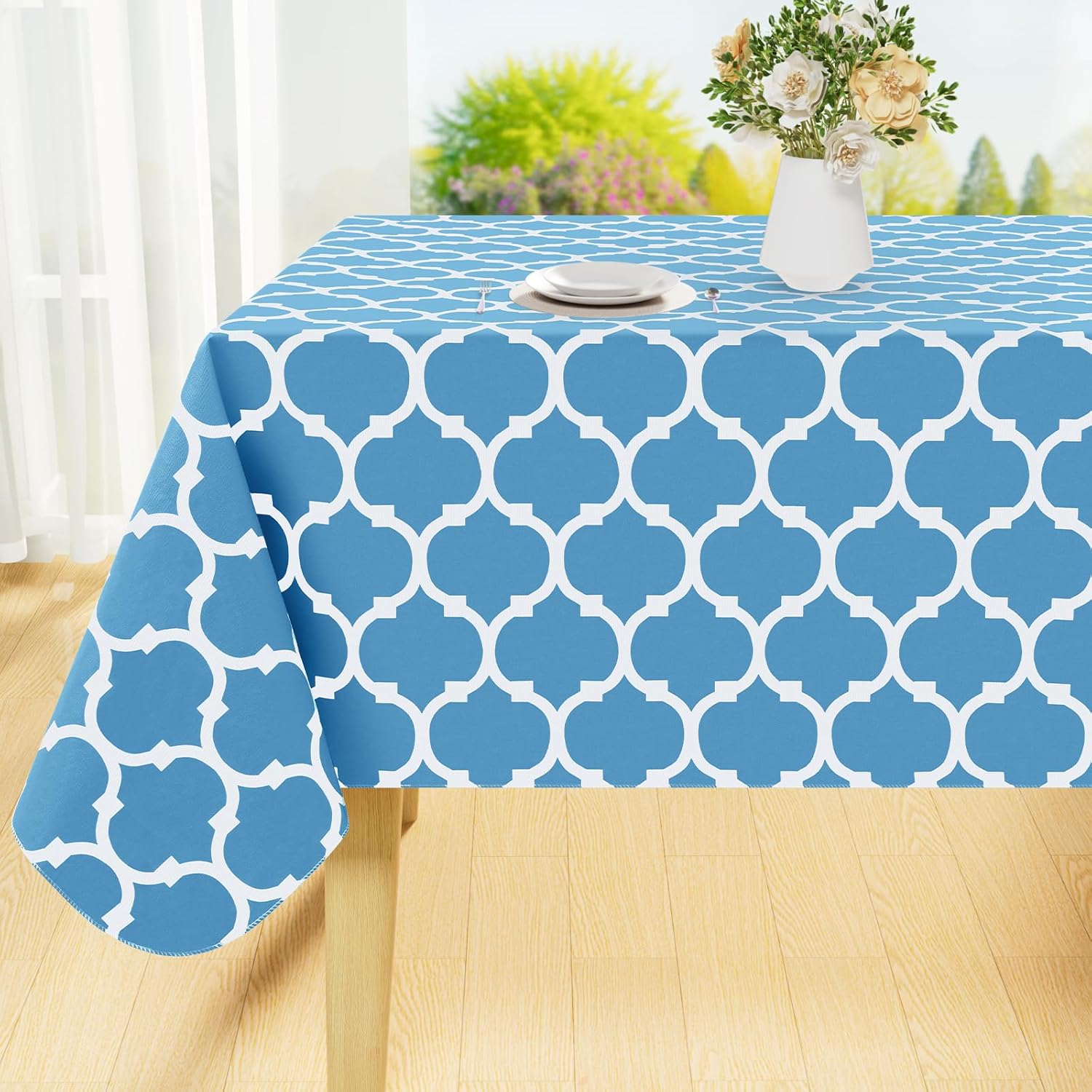 Rectangle Waterproof Vinyl Tablecloth with Flannel Backing