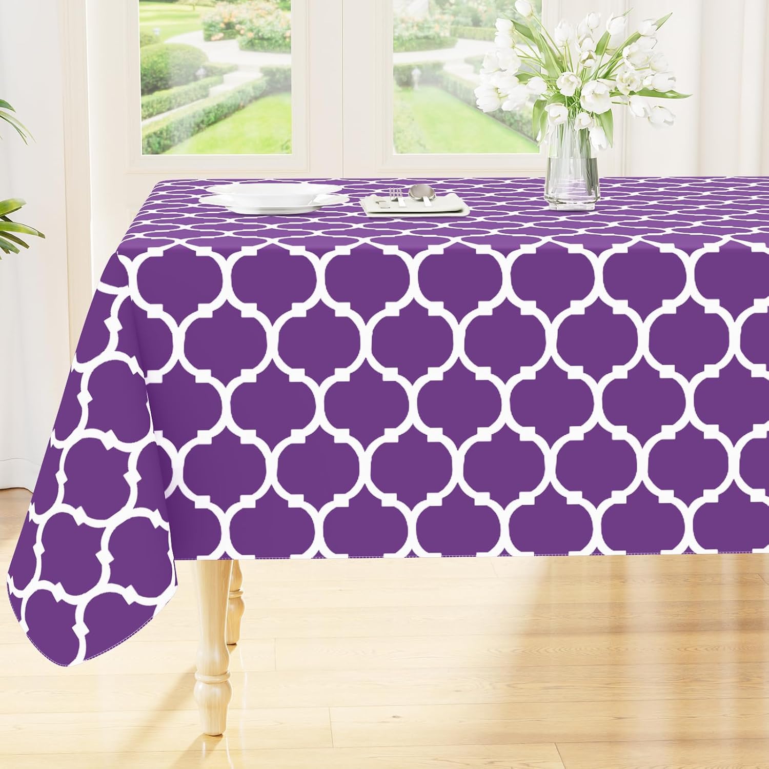 Rectangle Waterproof Vinyl Tablecloth with Flannel Backing