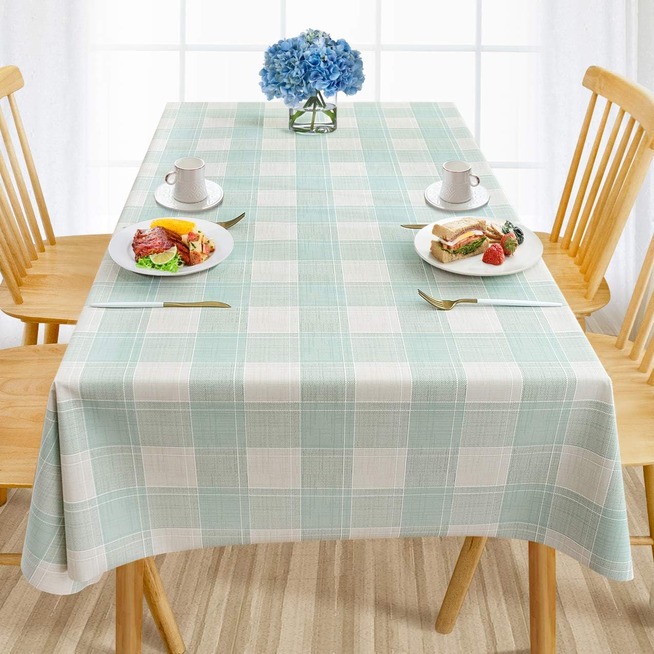 Waterproof PVC Tablecloth with Embroidery Flowers
