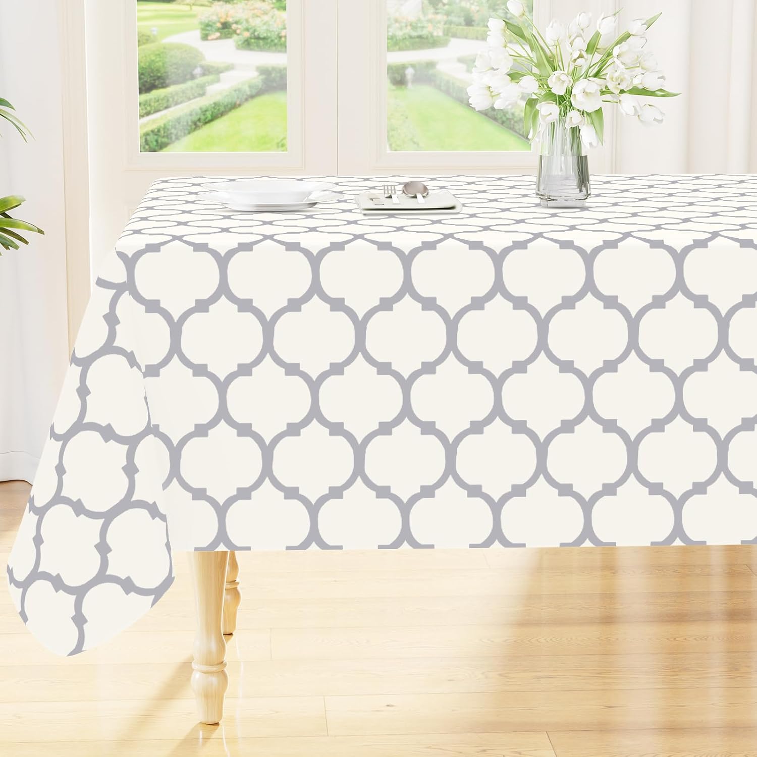 Rectangle Waterproof Vinyl Tablecloth with Flannel Backing
