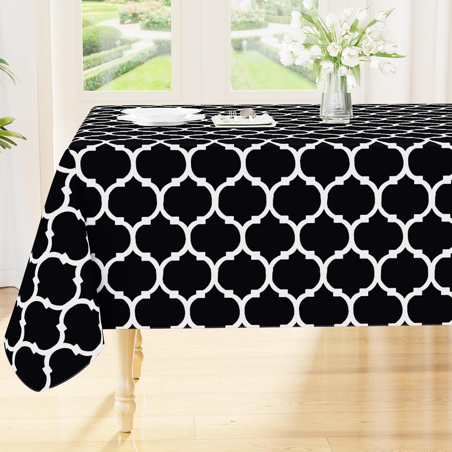 Rectangle Waterproof Vinyl Tablecloth with Flannel Backing