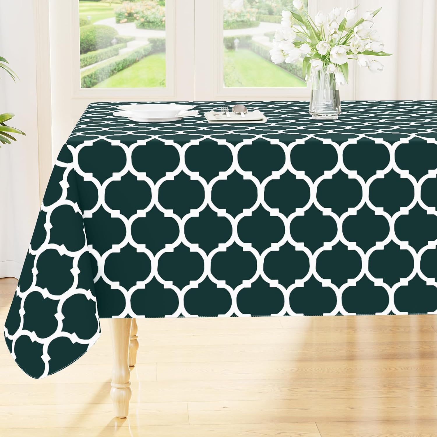 Rectangle Waterproof Vinyl Tablecloth with Flannel Backing
