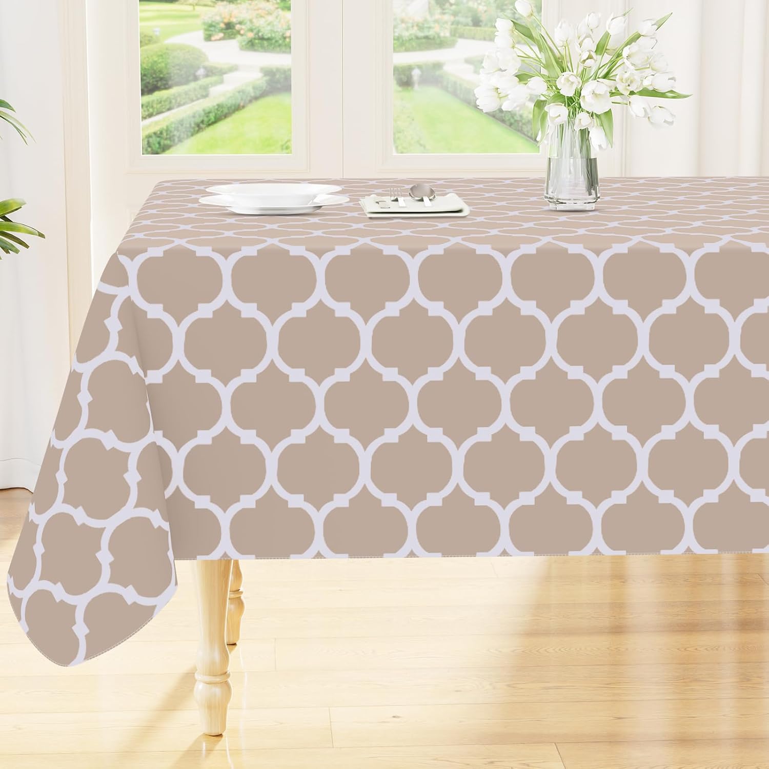 Rectangle Waterproof Vinyl Tablecloth with Flannel Backing
