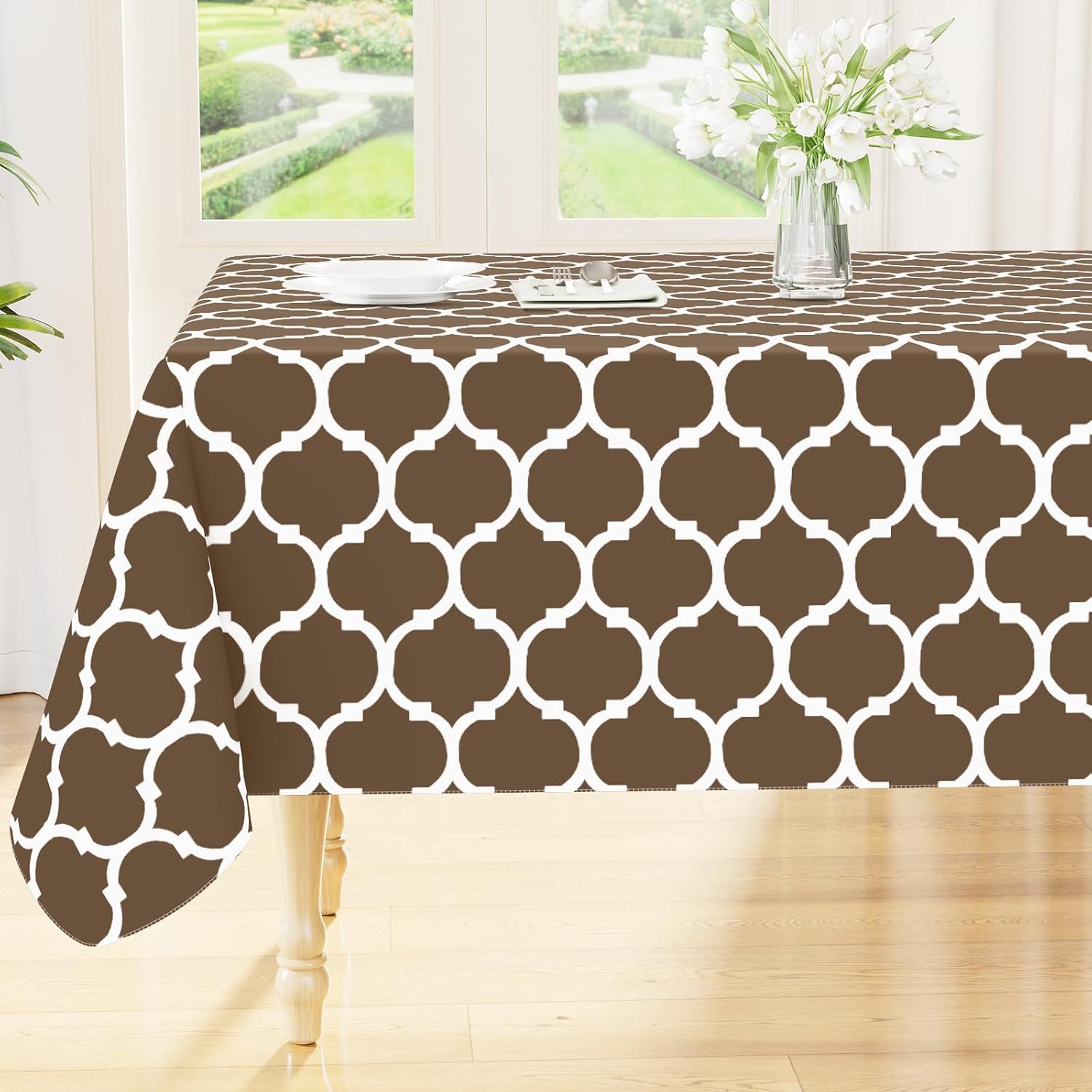 Rectangle Waterproof Vinyl Tablecloth with Flannel Backing