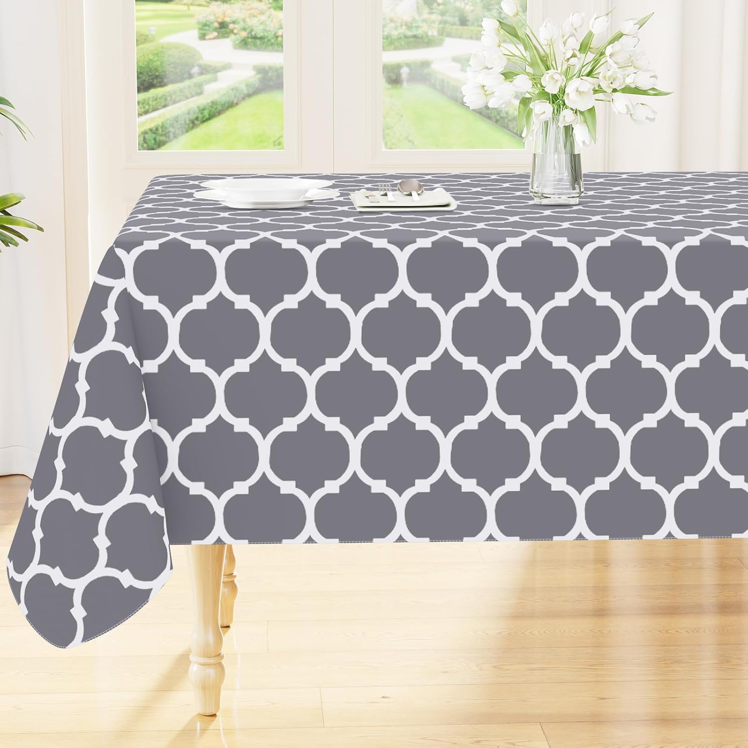 Rectangle Waterproof Vinyl Tablecloth with Flannel Backing
