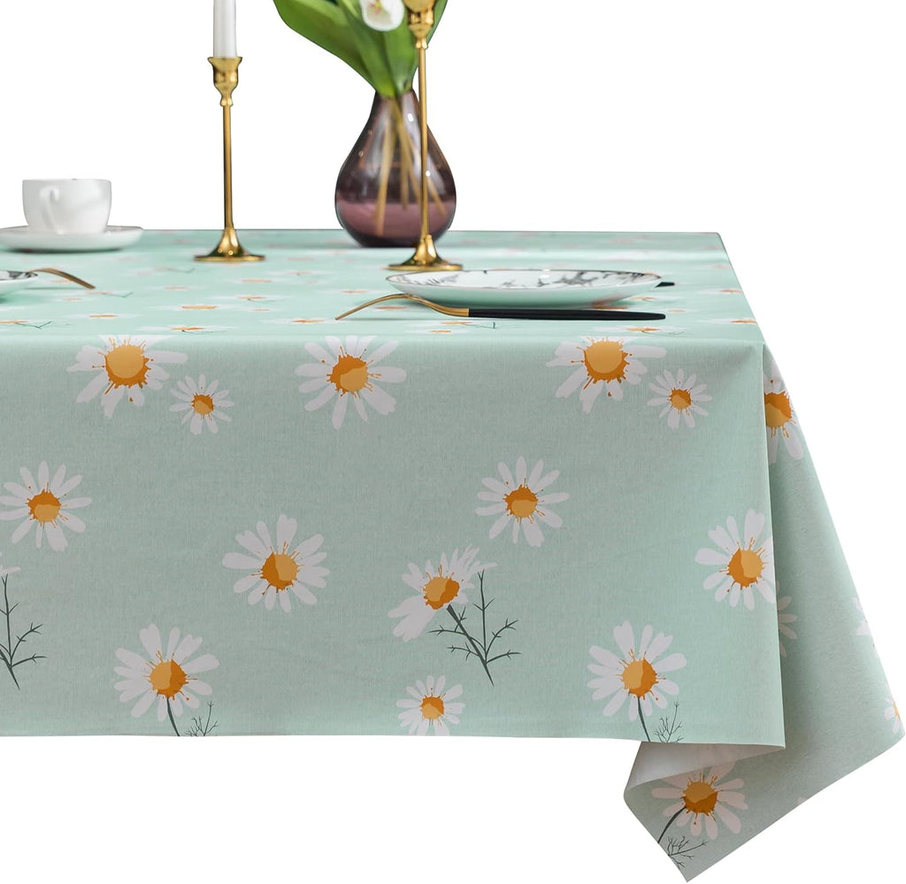 Waterproof Vinyl Tablecloth with Leaf Pattern