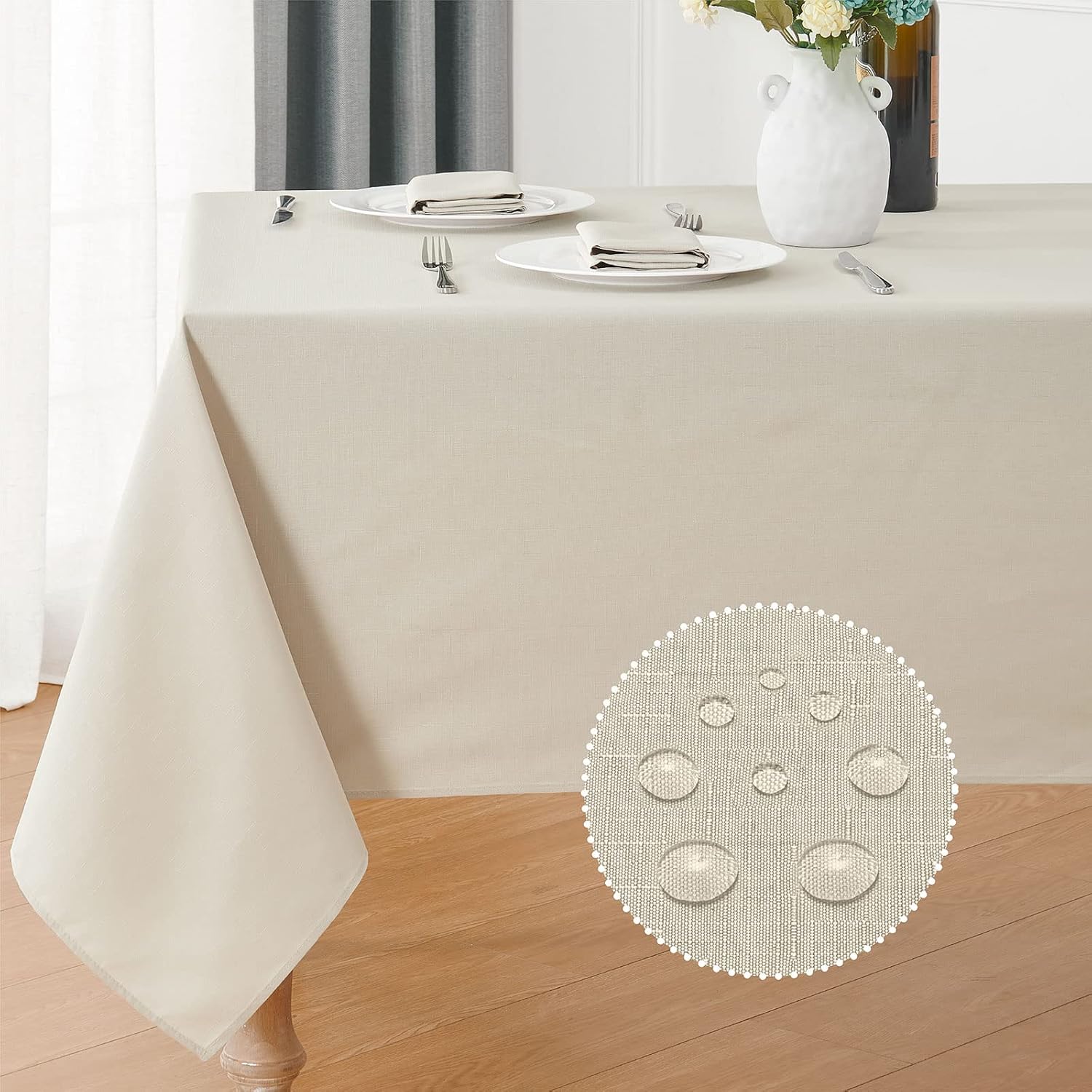 Waterproof Linen Textured Tablecloth