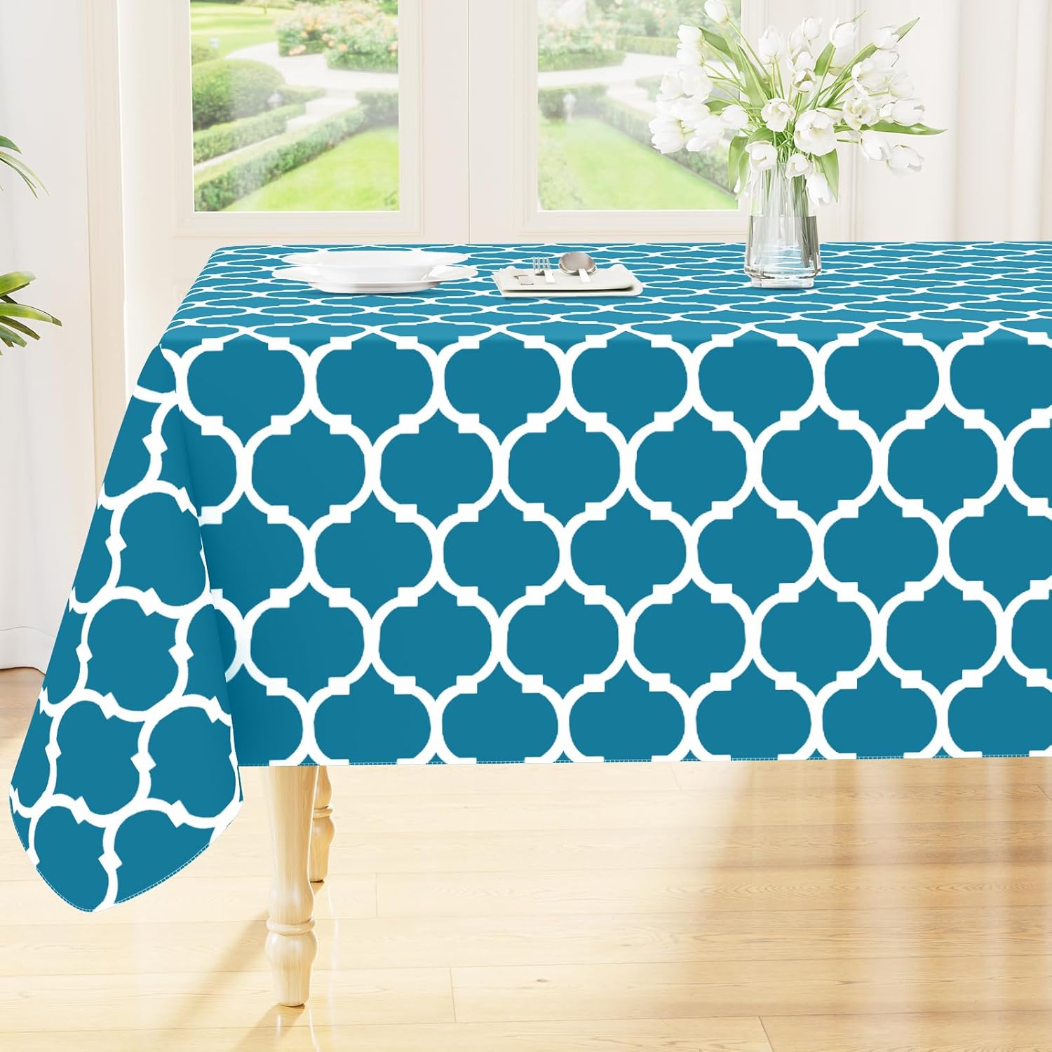 Rectangle Waterproof Vinyl Tablecloth with Flannel Backing