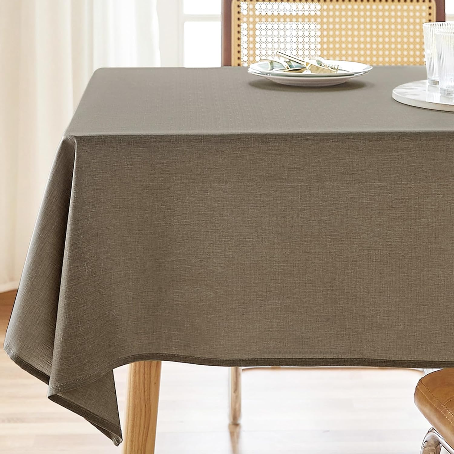 Rectangle Waterproof Textured Polyester Tablecloth