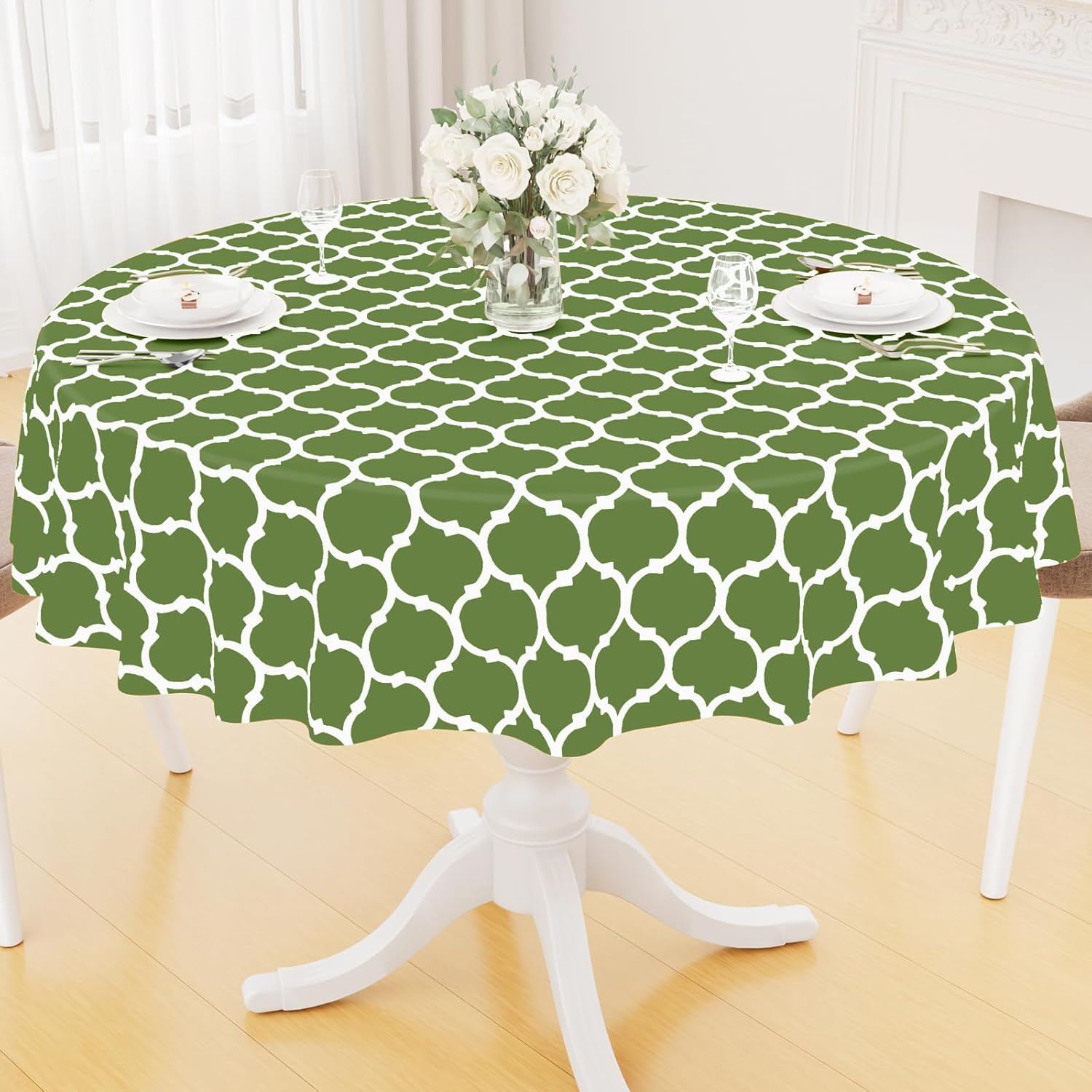 Rectangle Waterproof Vinyl Tablecloth with Flannel Backing