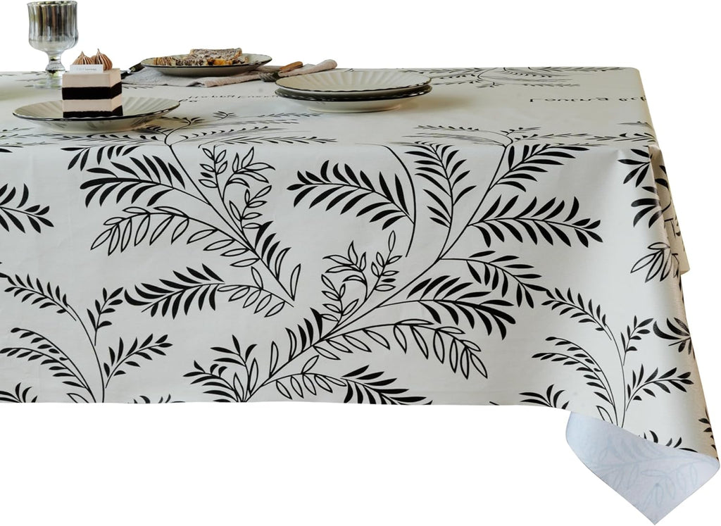 Waterproof Vinyl Tablecloth with Leaf Pattern