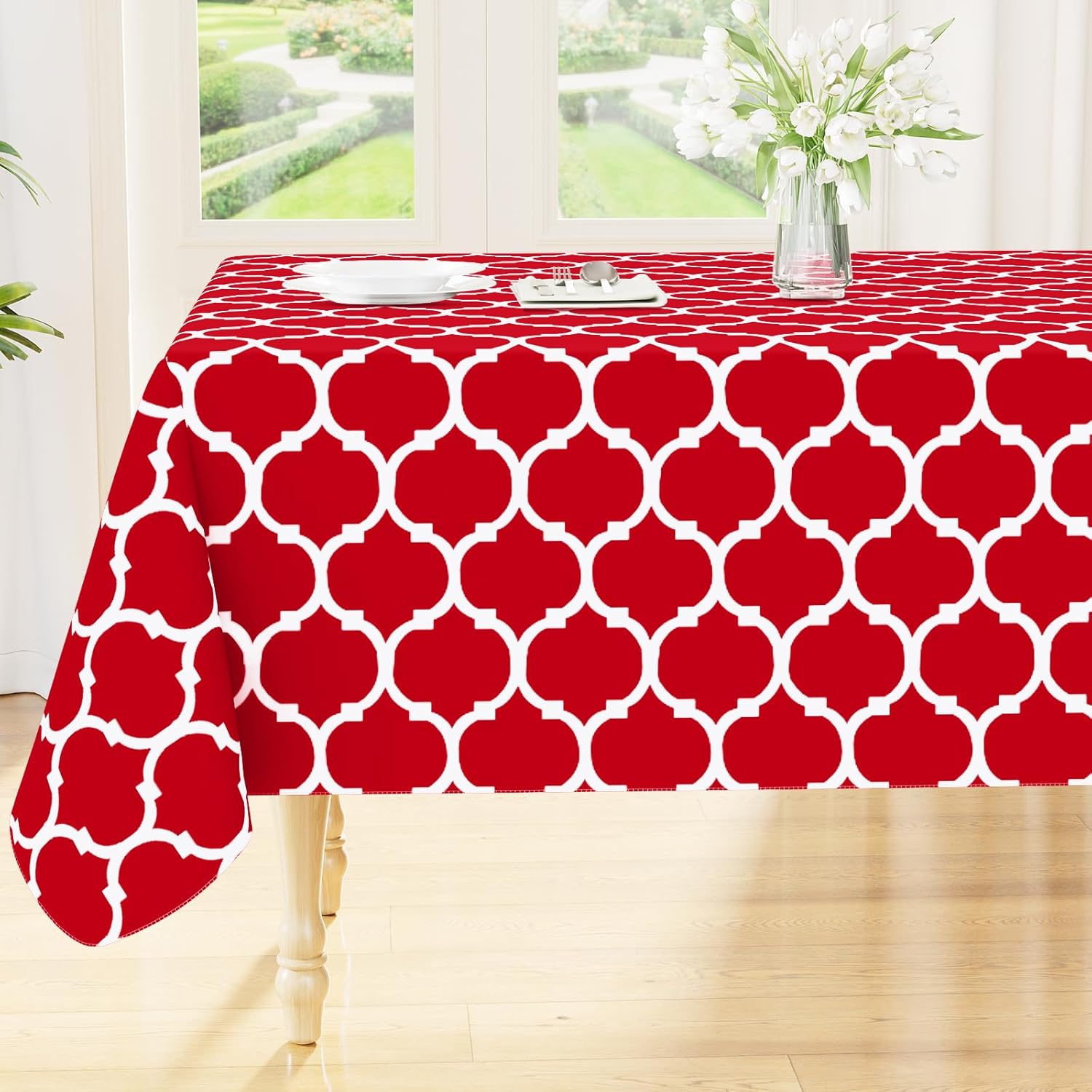 Rectangle Waterproof Vinyl Tablecloth with Flannel Backing