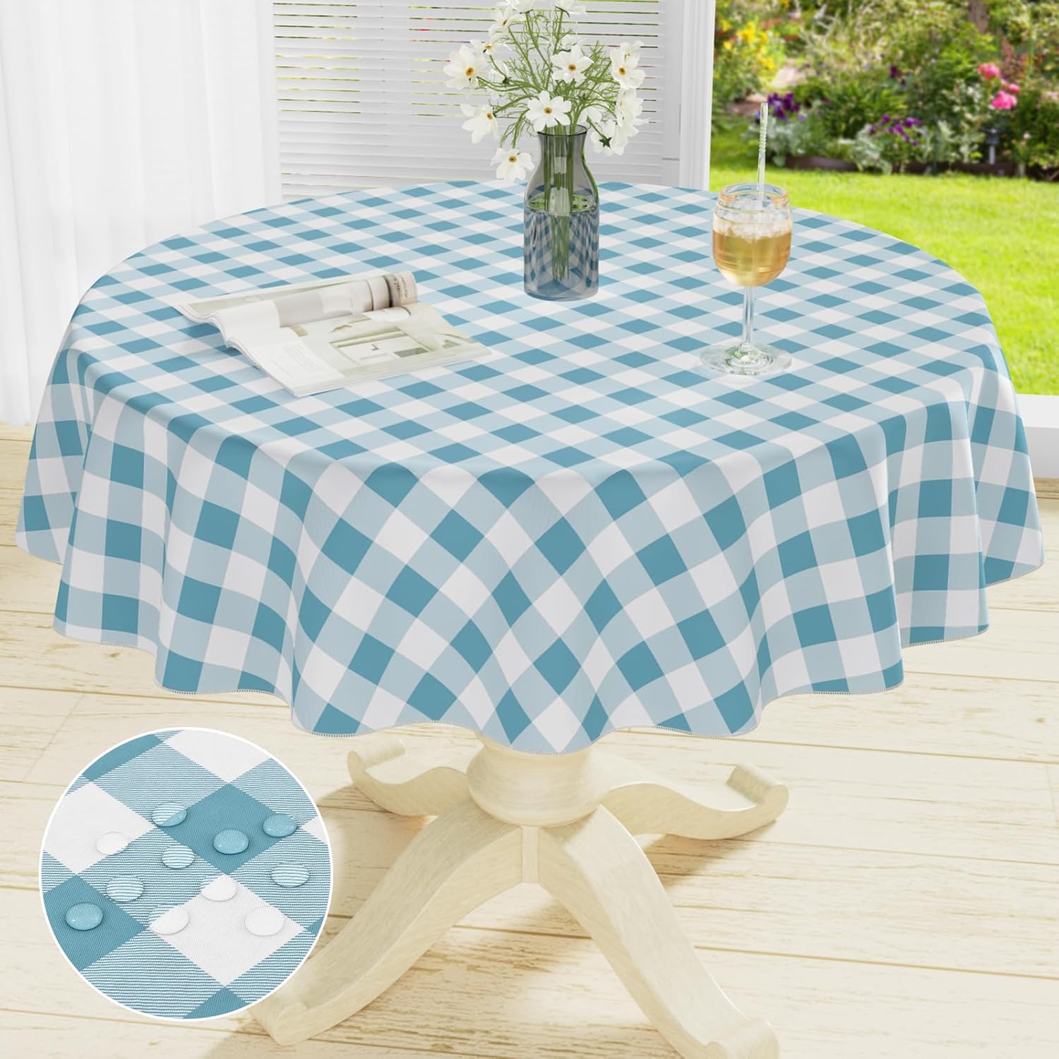 Waterproof Vinyl Tablecloth with Flannel Backing