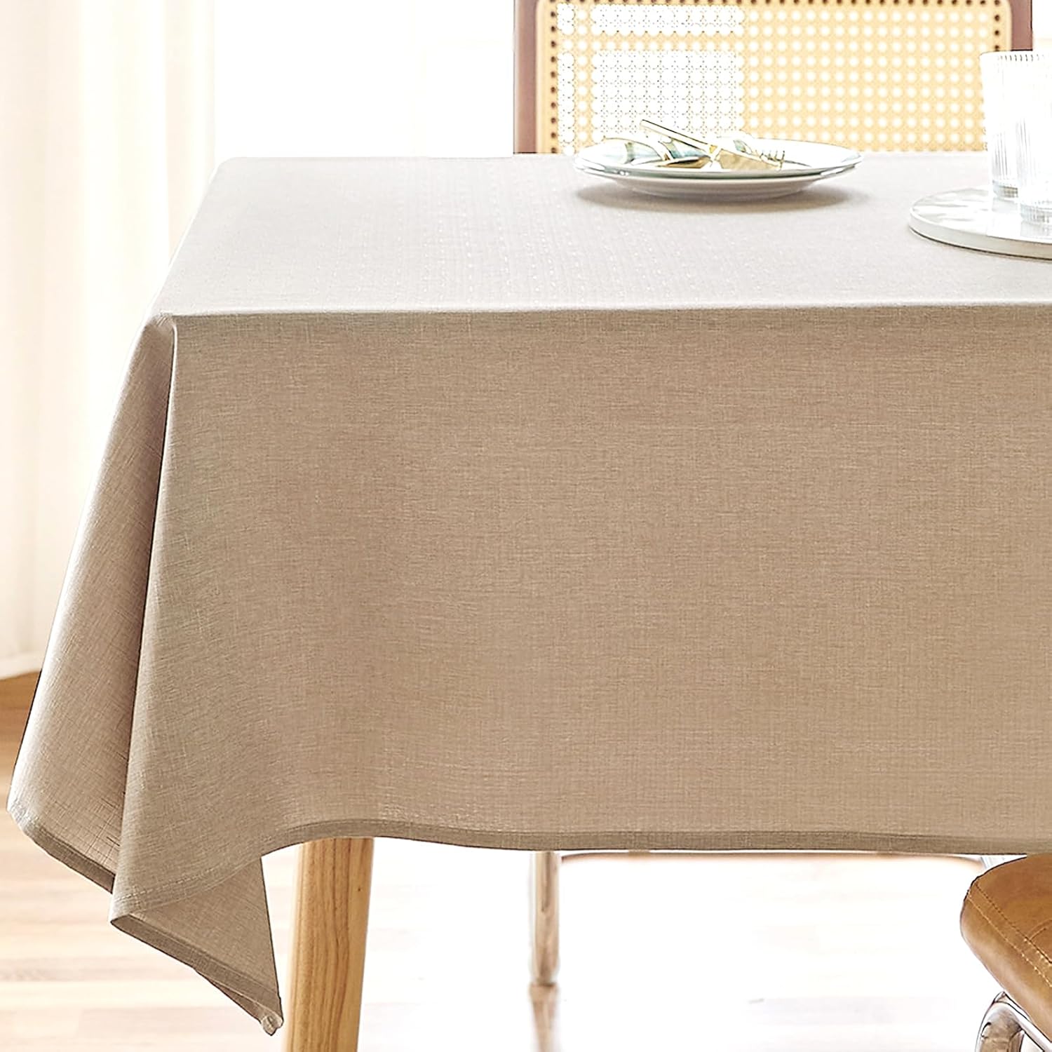 Rectangle Waterproof Textured Polyester Tablecloth