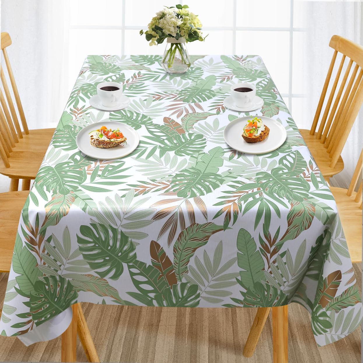 Waterproof PVC Tablecloth with Embroidery Flowers