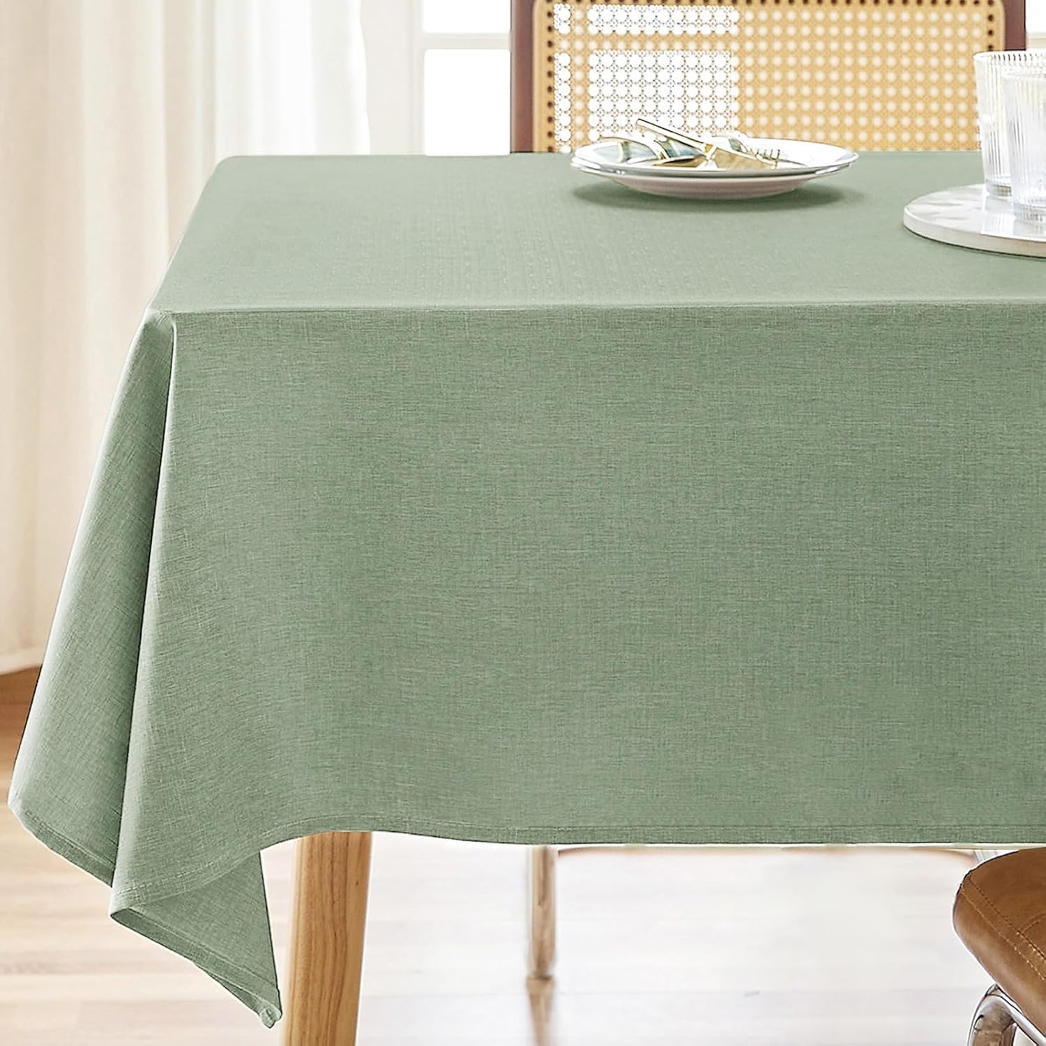 Rectangle Waterproof Textured Polyester Tablecloth