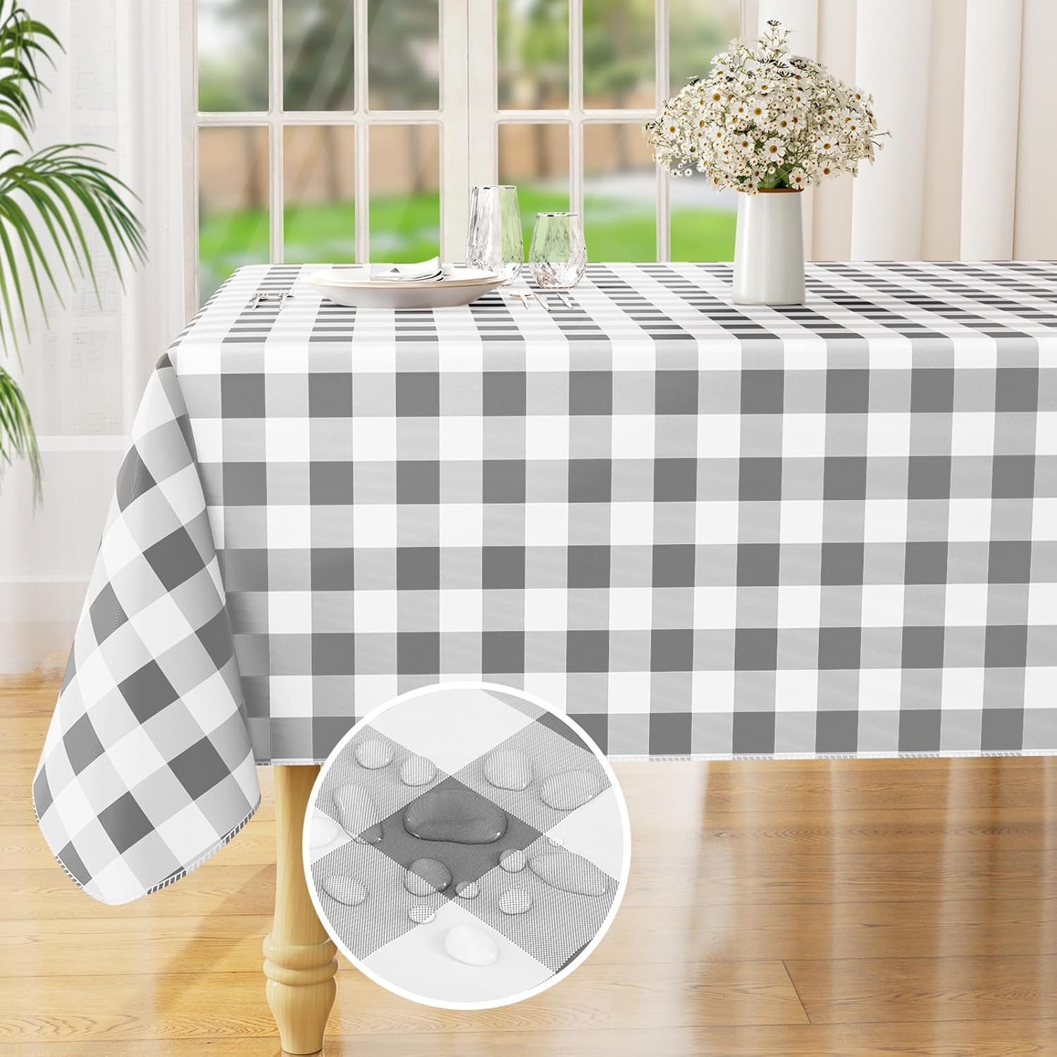 Waterproof Vinyl Tablecloth with Flannel Backing