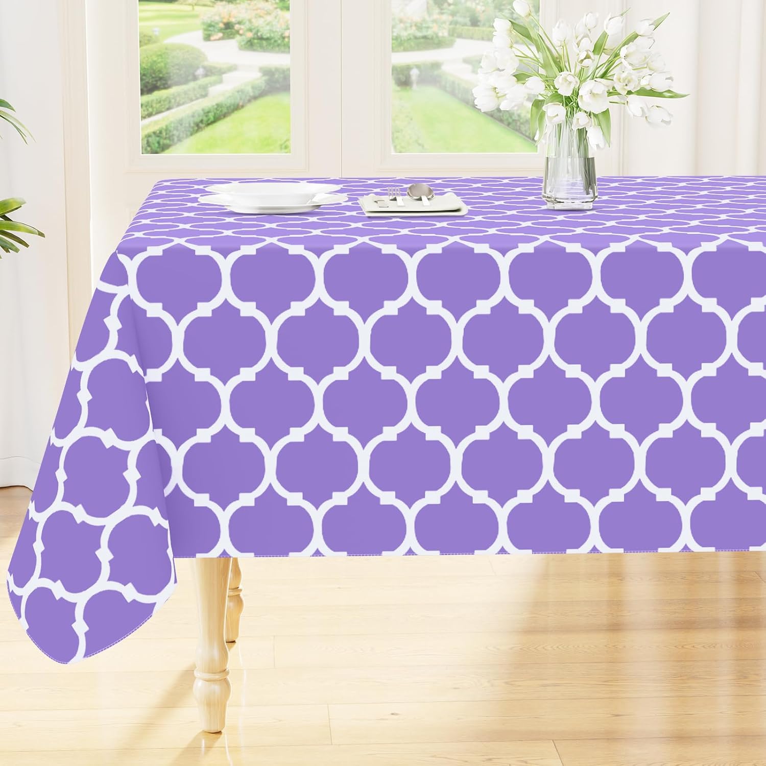 Rectangle Waterproof Vinyl Tablecloth with Flannel Backing