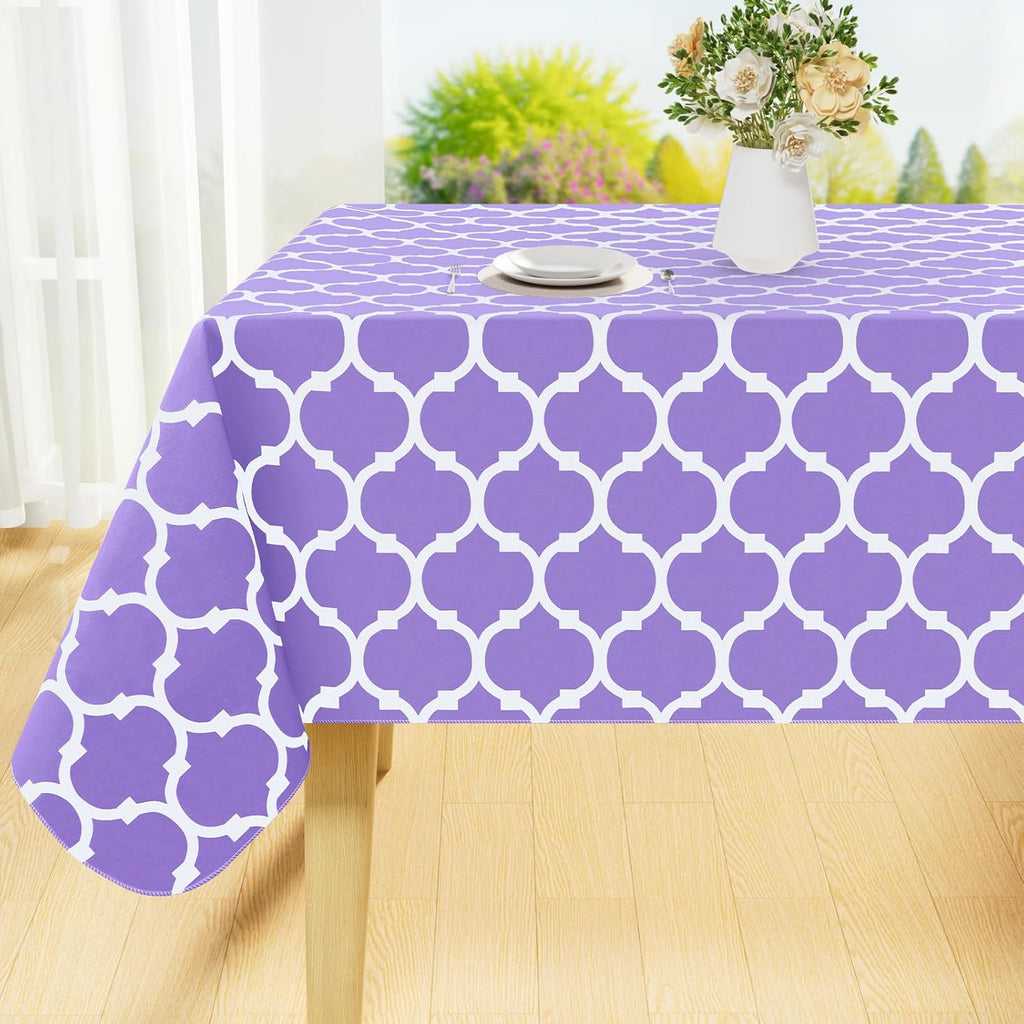Rectangle Waterproof Vinyl Tablecloth with Flannel Backing