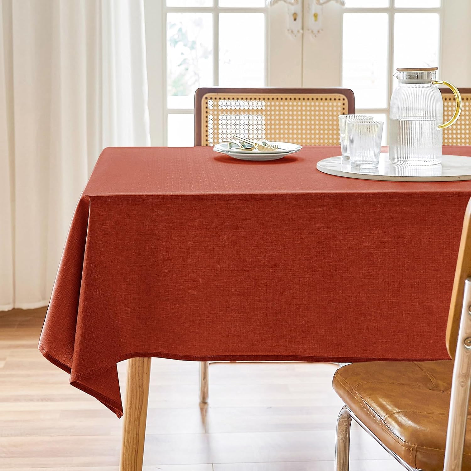 Rectangle Waterproof Textured Polyester Tablecloth