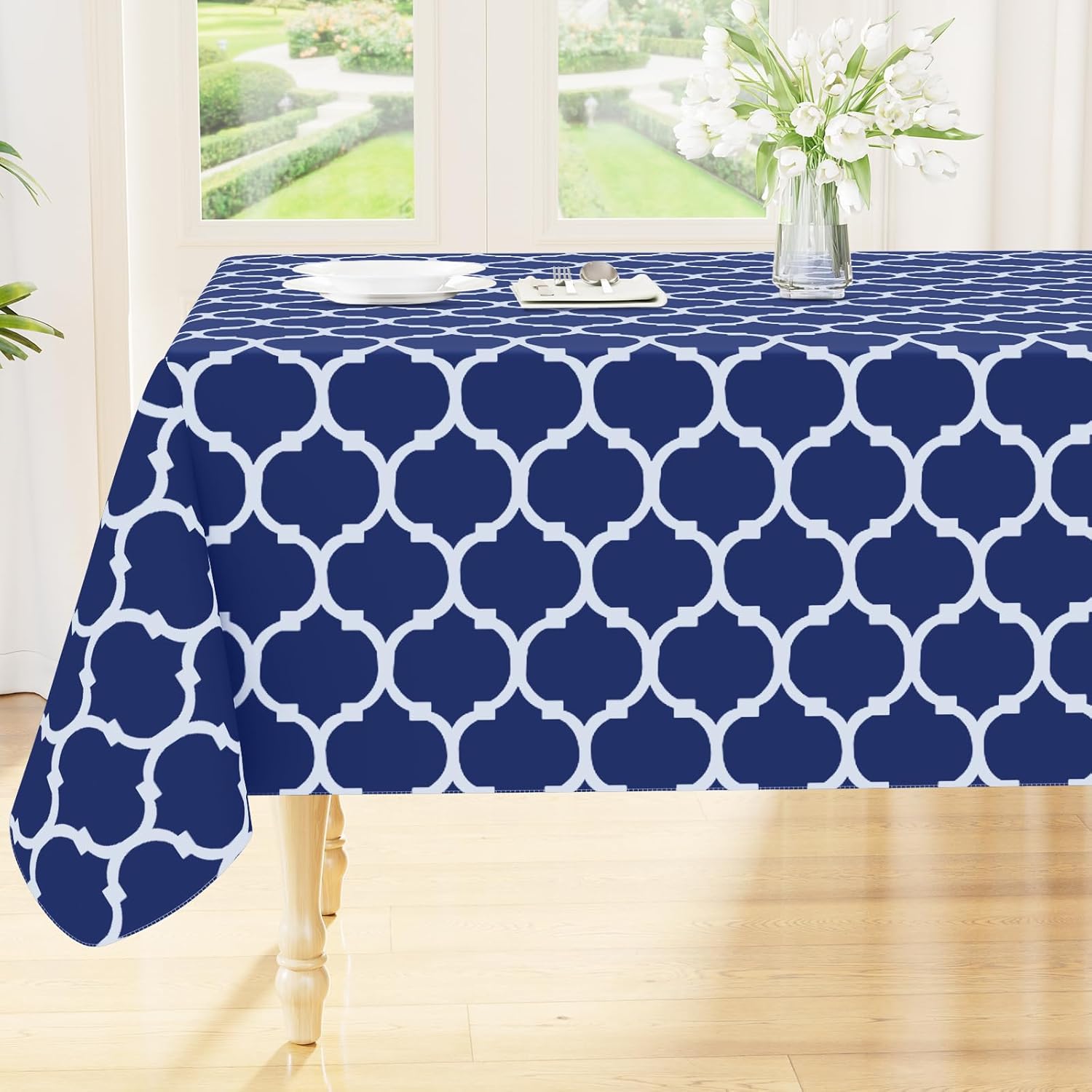 Rectangle Waterproof Vinyl Tablecloth with Flannel Backing