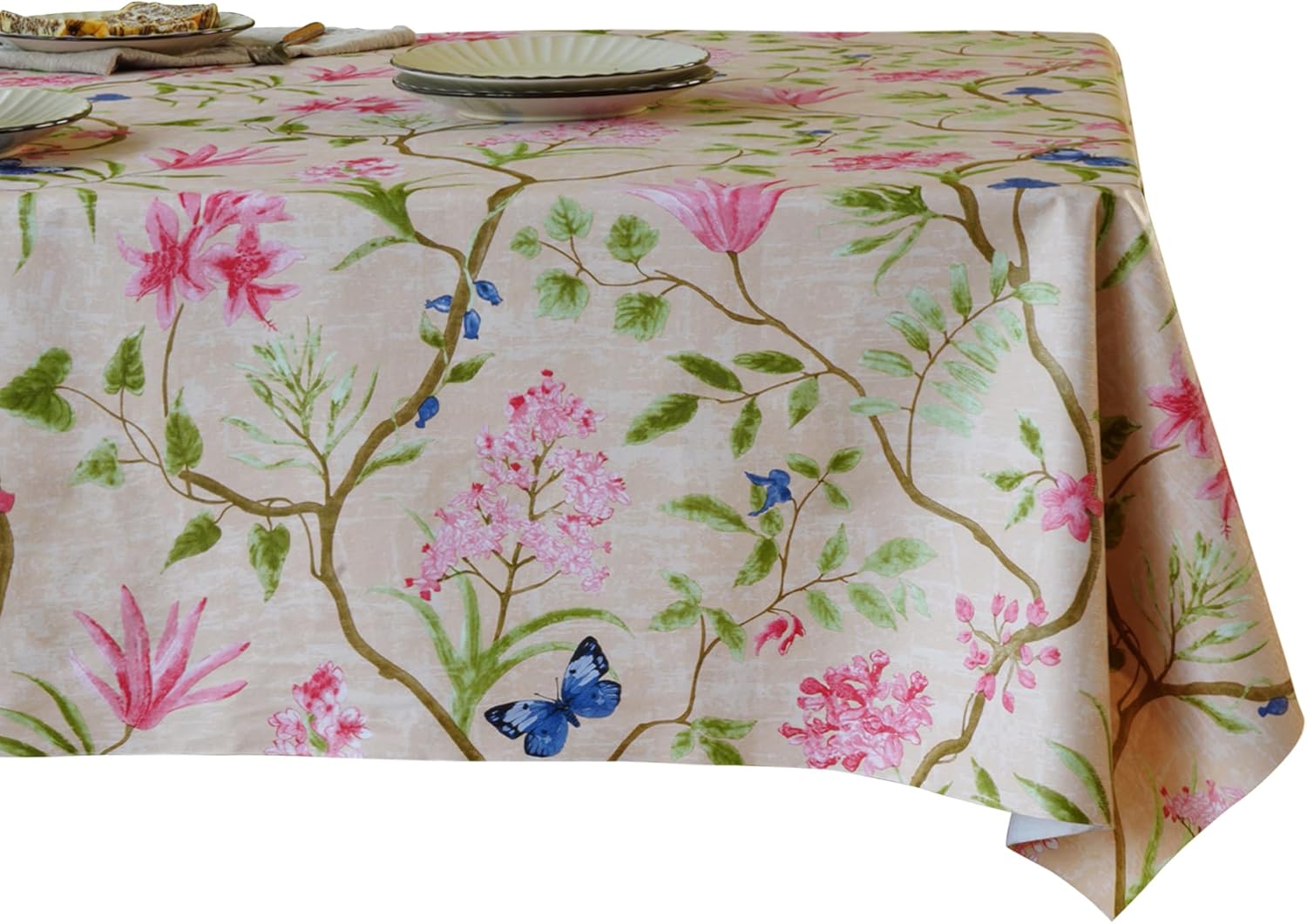 Waterproof Vinyl Tablecloth with Leaf Pattern