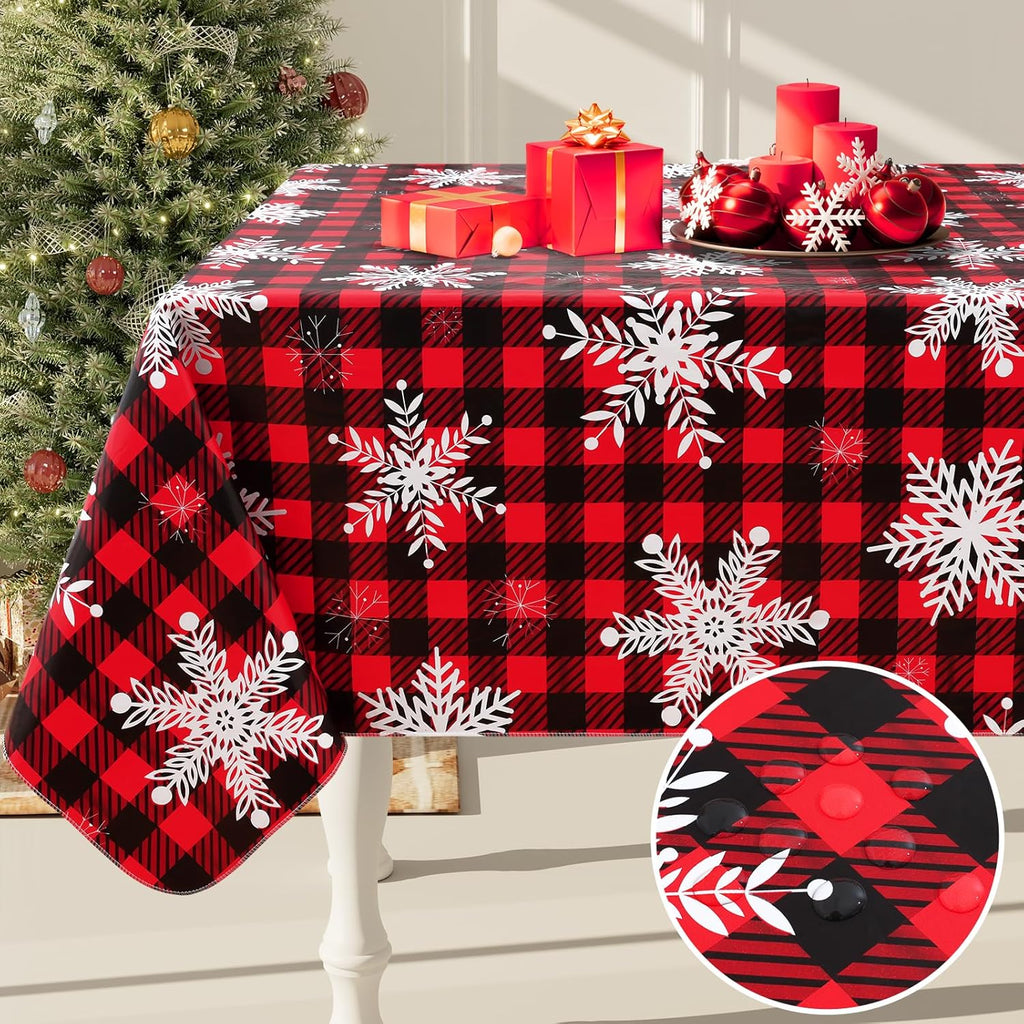 Rectangle Waterproof Vinyl Tablecloth with Flannel Backing