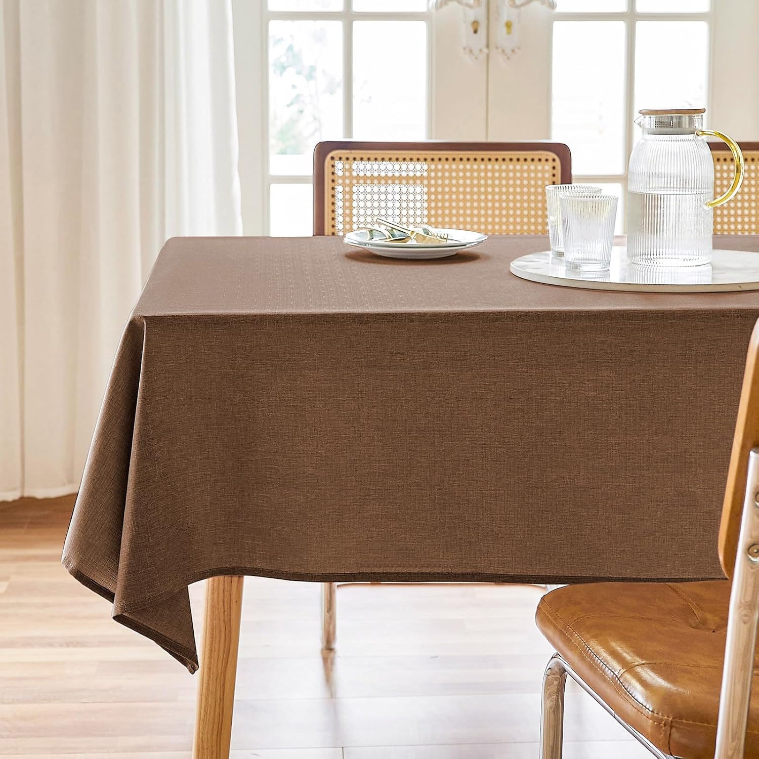 Rectangle Waterproof Textured Polyester Tablecloth