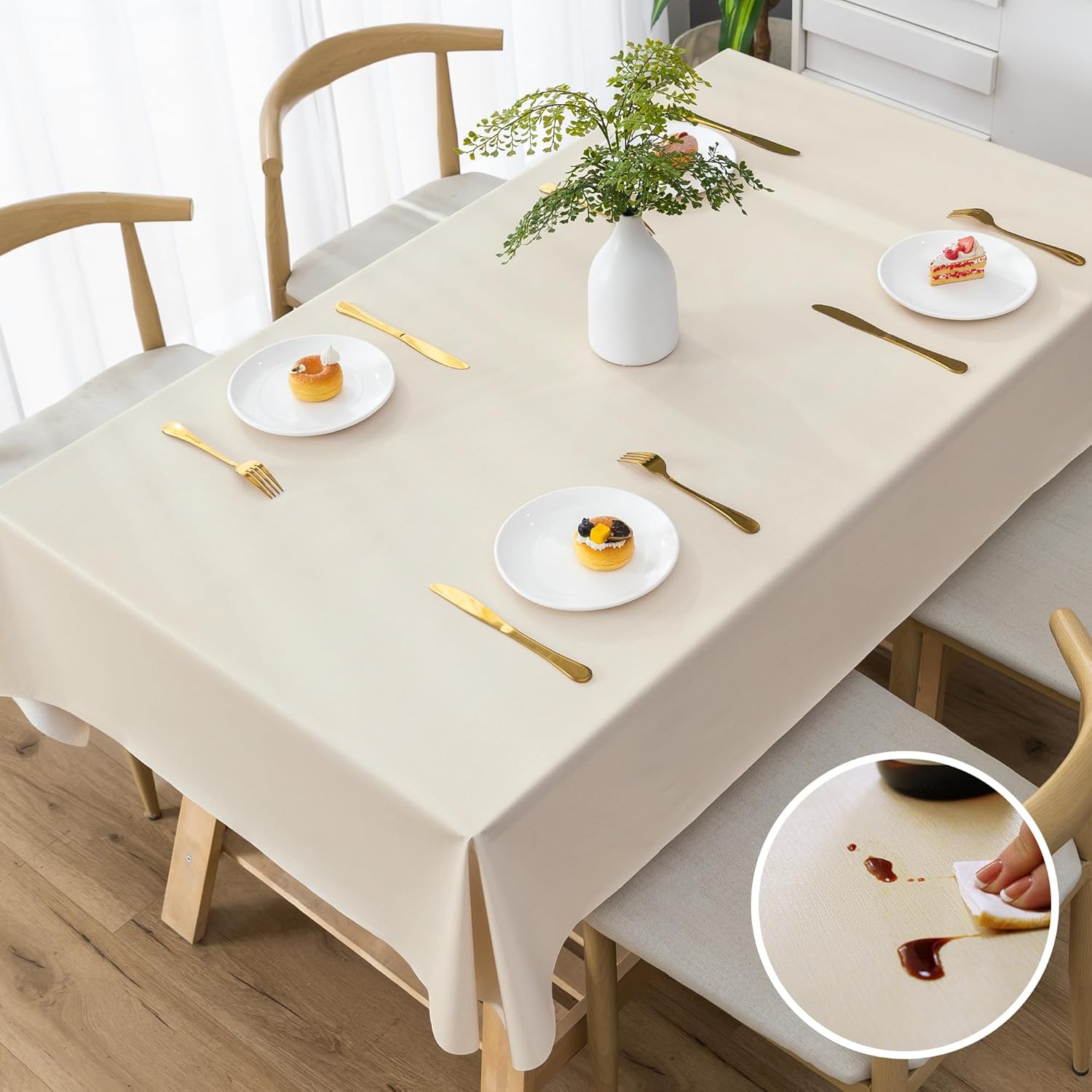 Waterproof Vinyl Tablecloth with Leaf Pattern