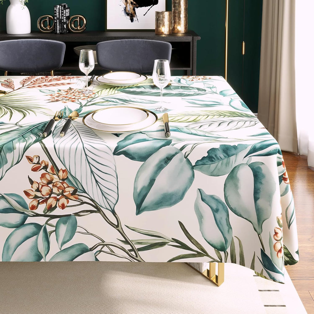 Waterproof Vinyl Tablecloth with Leaf Pattern
