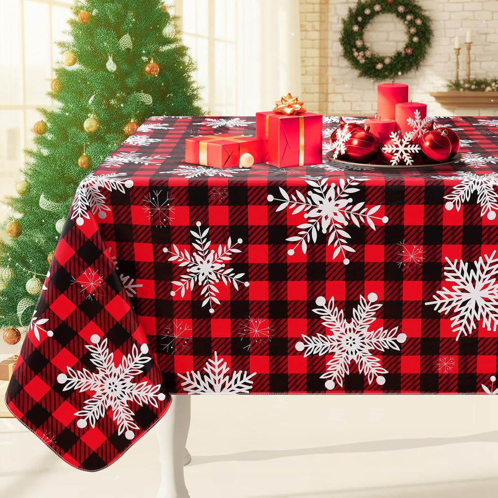 Rectangle Waterproof Vinyl Tablecloth with Flannel Backing