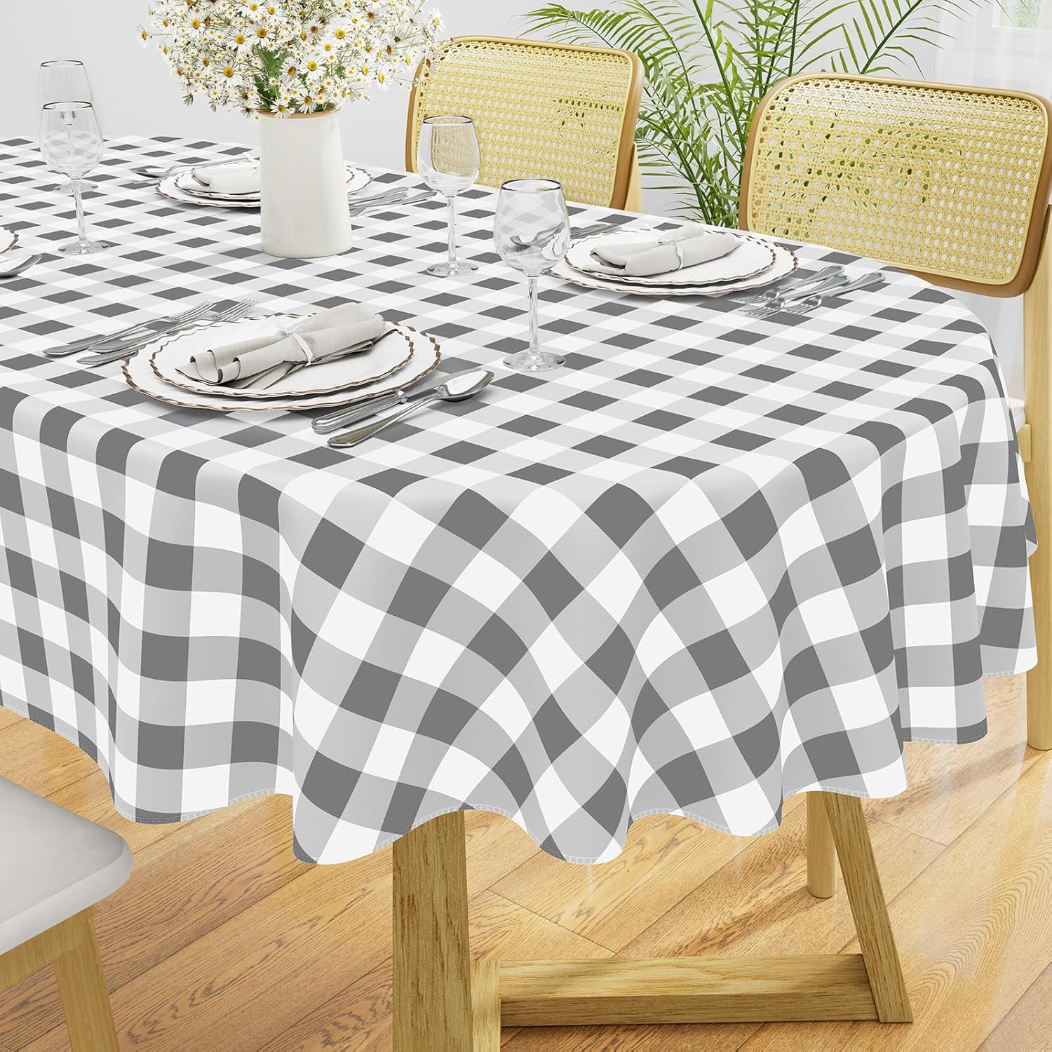 Waterproof Vinyl Tablecloth with Flannel Backing