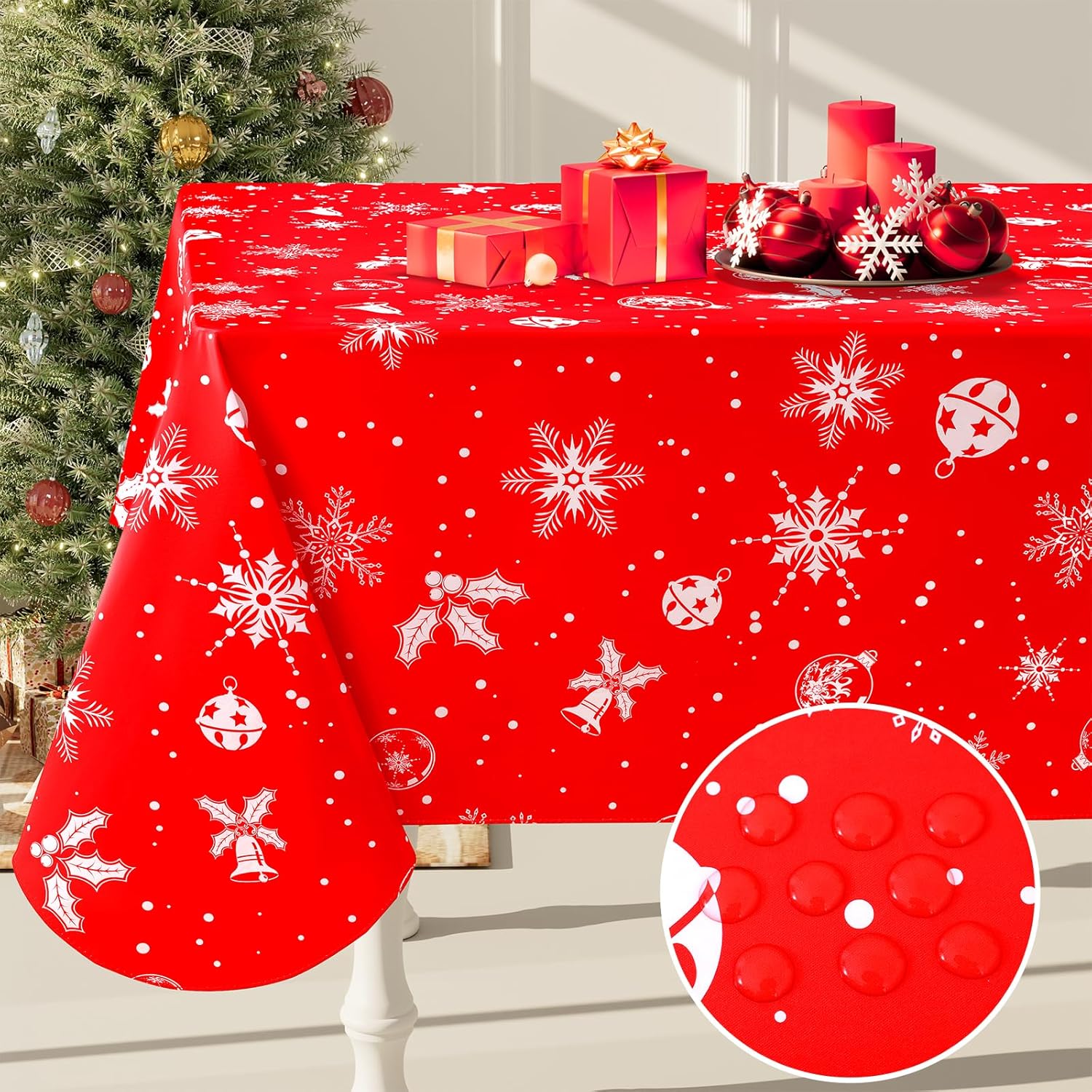 Rectangle Waterproof Vinyl Tablecloth with Flannel Backing