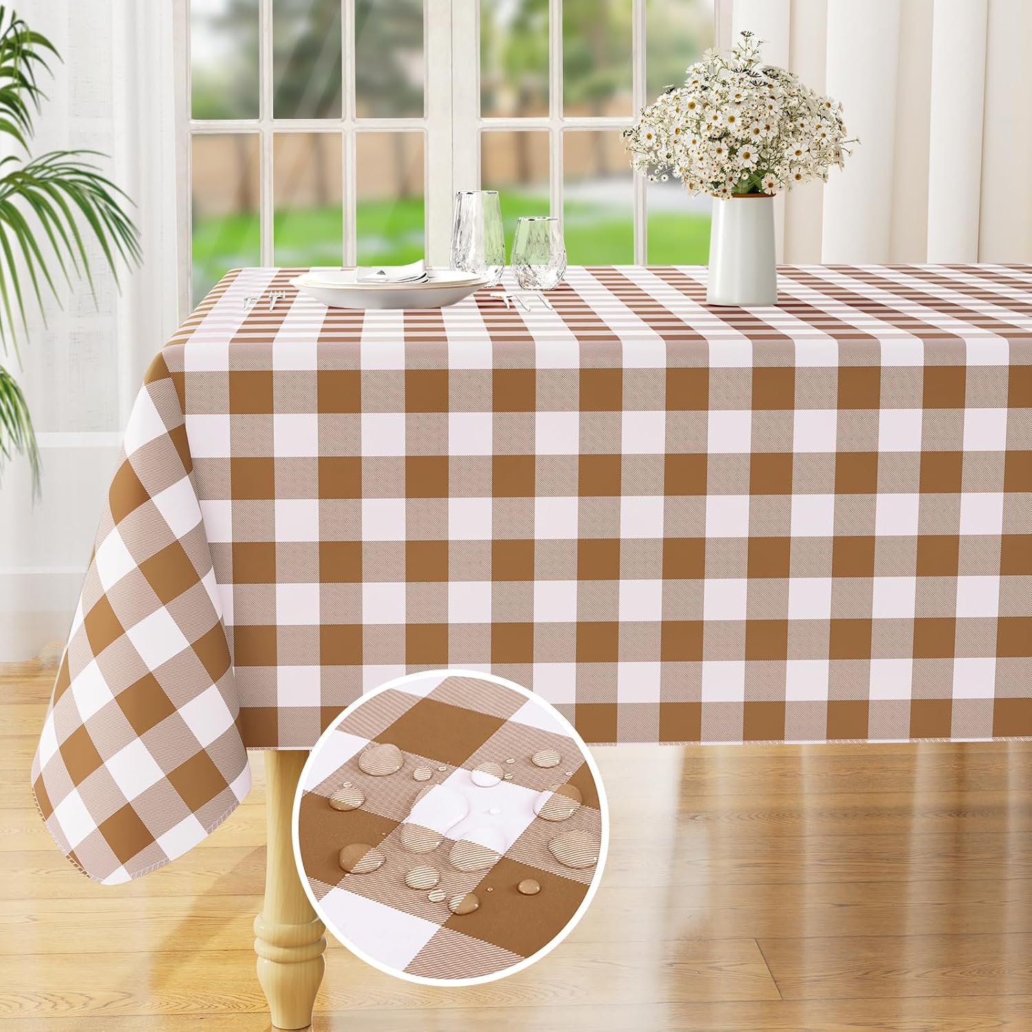 Waterproof Vinyl Tablecloth with Flannel Backing