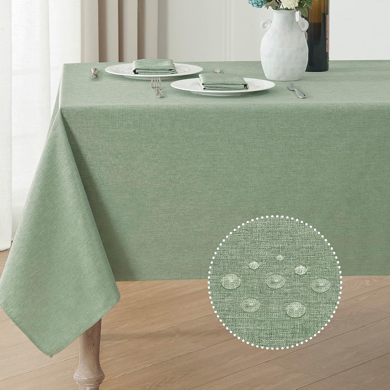 Waterproof Linen Textured Tablecloth