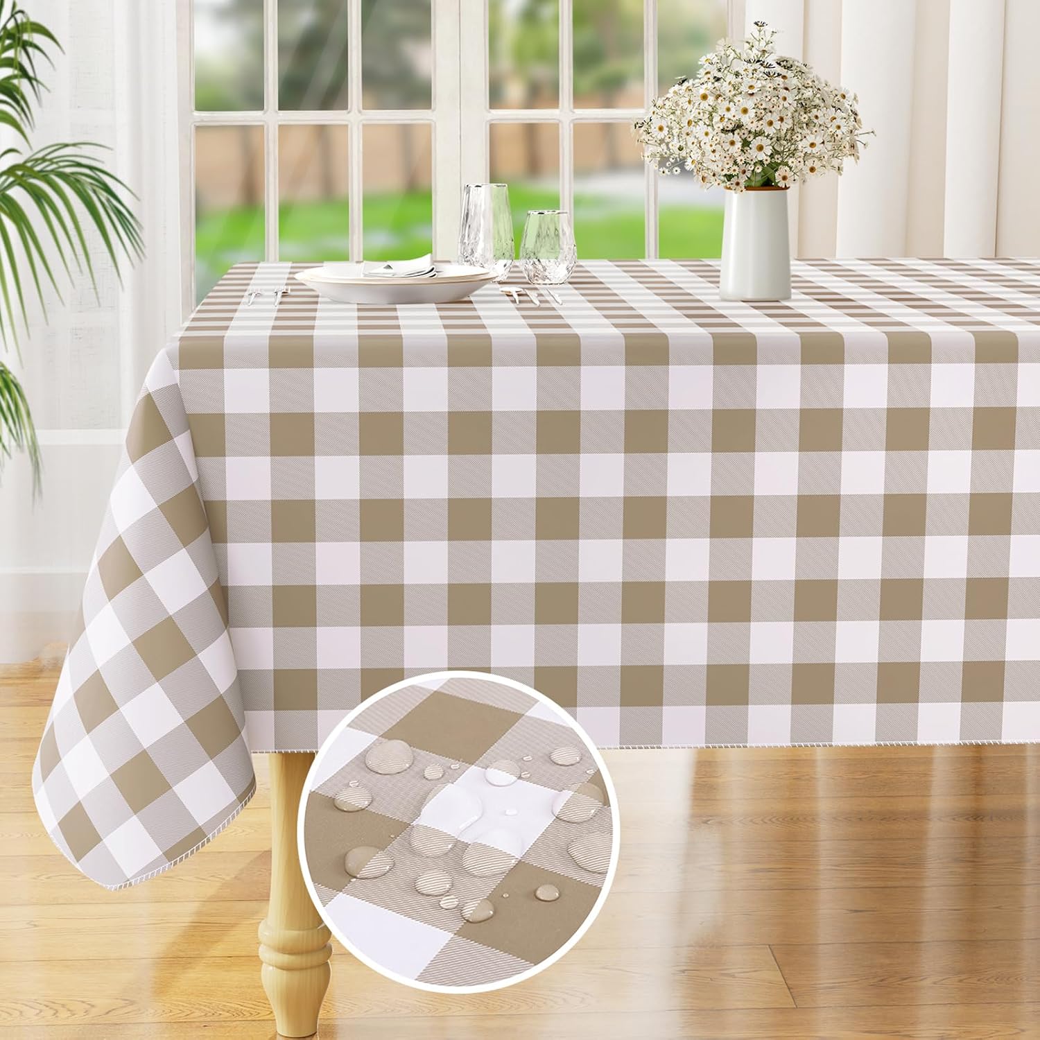 Waterproof Vinyl Tablecloth with Flannel Backing