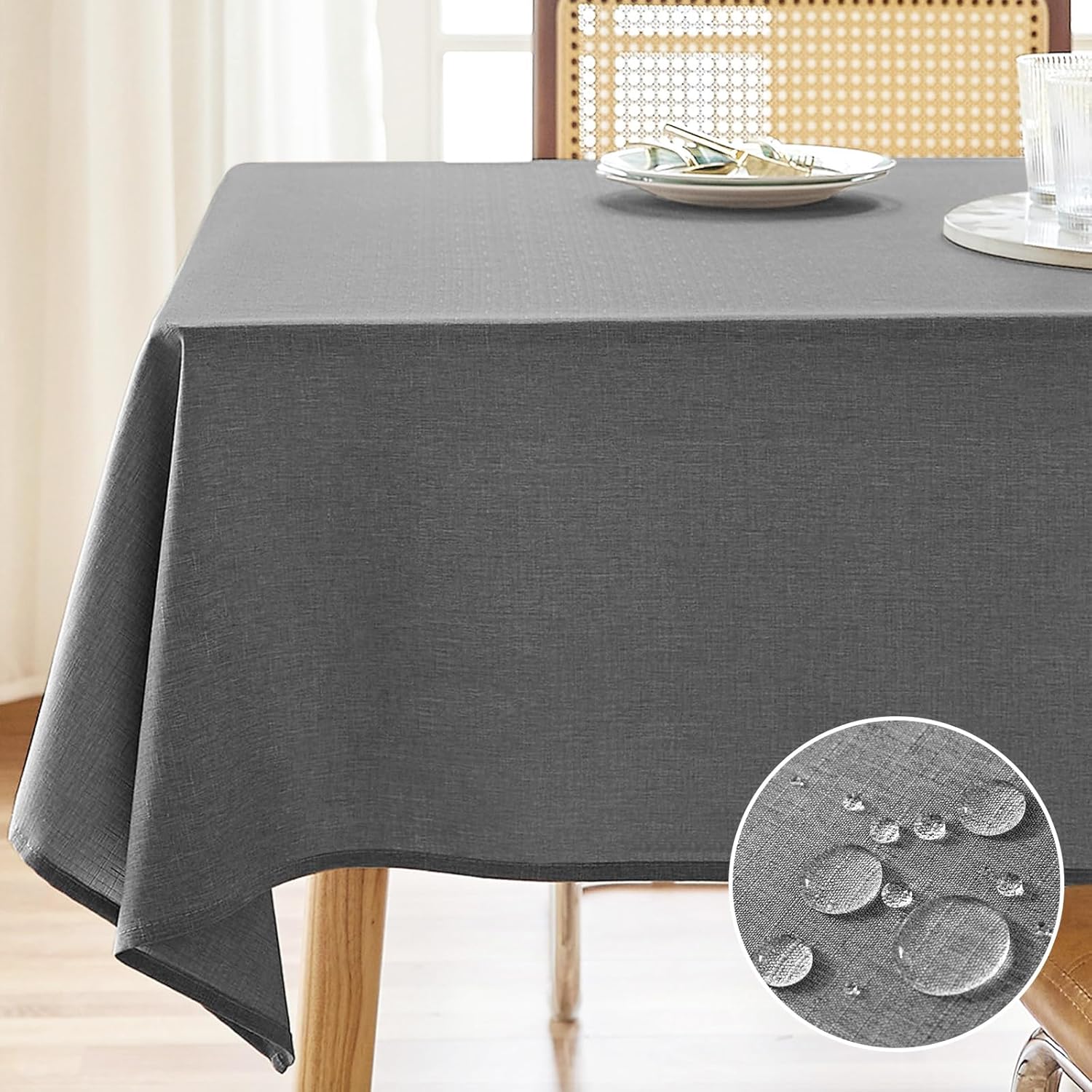 Rectangle Waterproof Textured Polyester Tablecloth