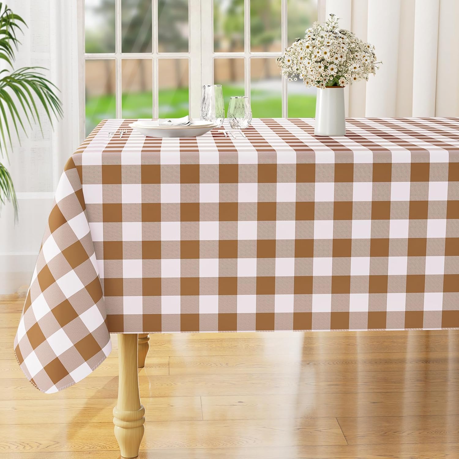 Waterproof Vinyl Tablecloth with Flannel Backing