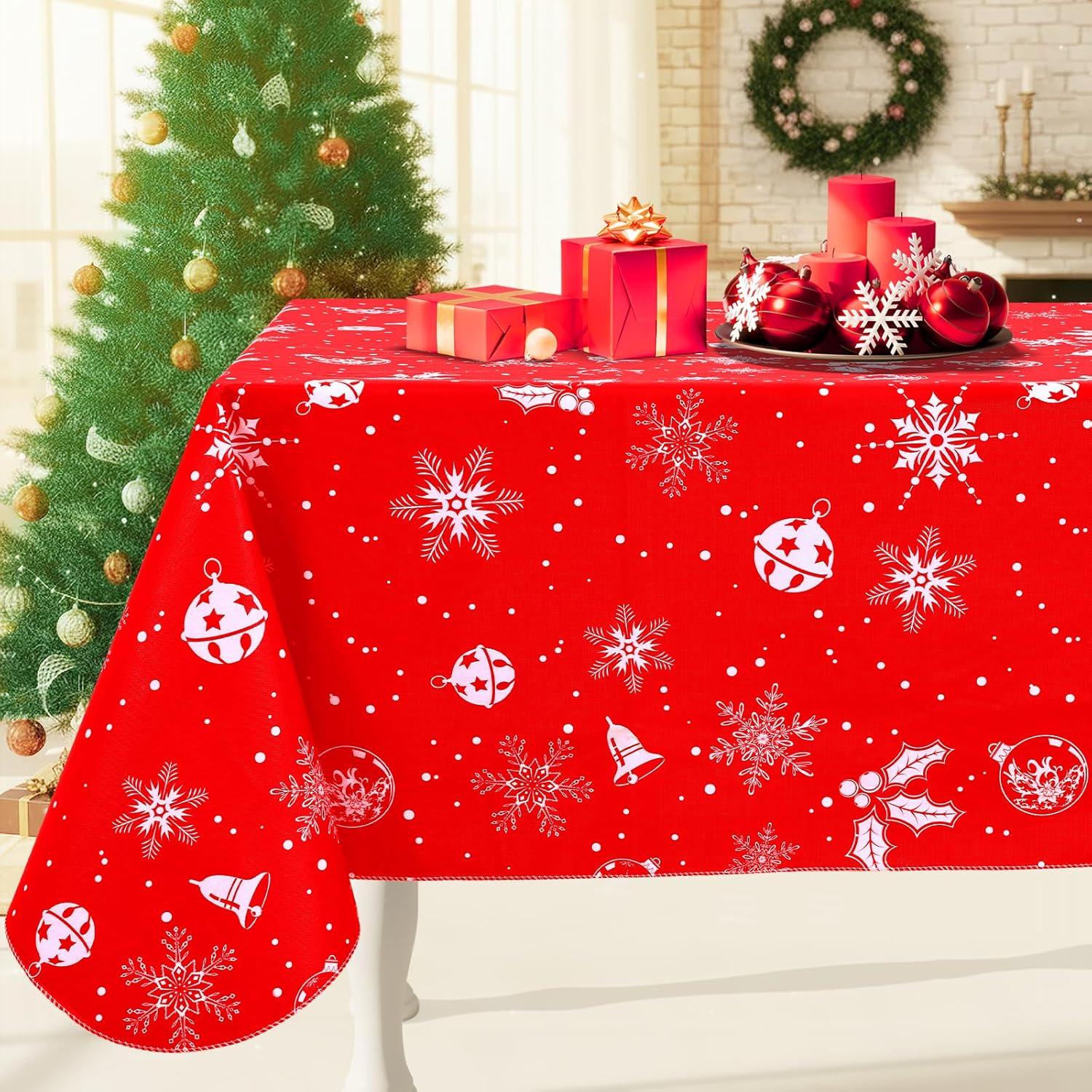 Rectangle Waterproof Vinyl Tablecloth with Flannel Backing