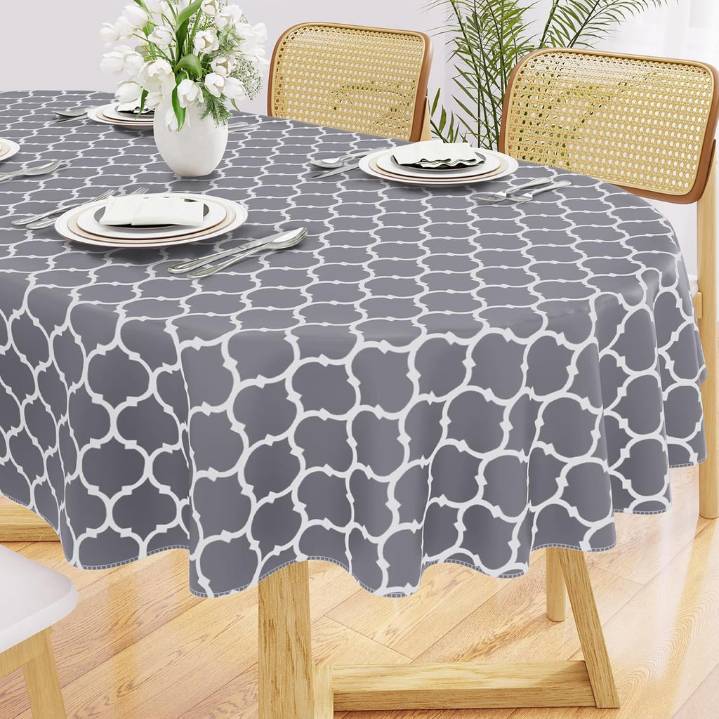 Rectangle Waterproof Vinyl Tablecloth with Flannel Backing