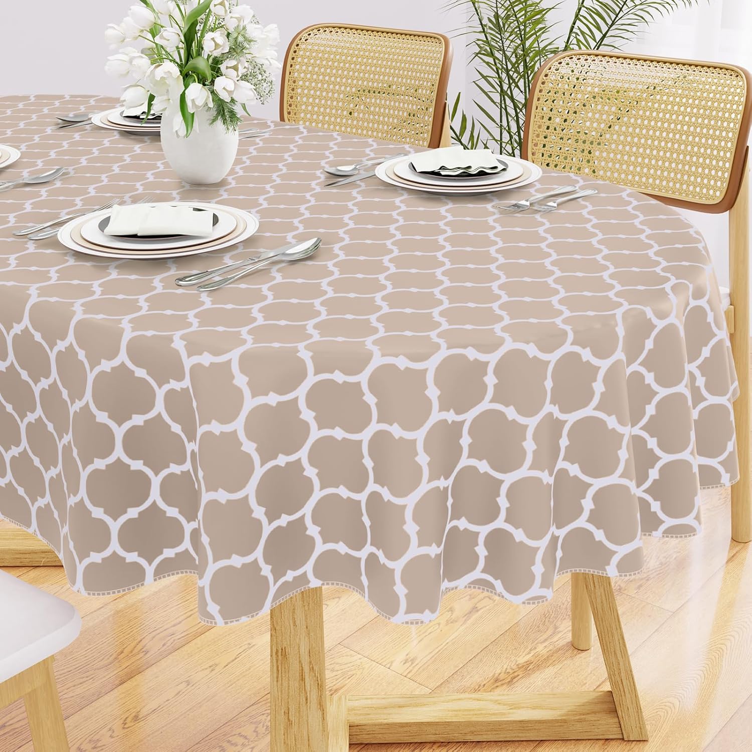 Rectangle Waterproof Vinyl Tablecloth with Flannel Backing
